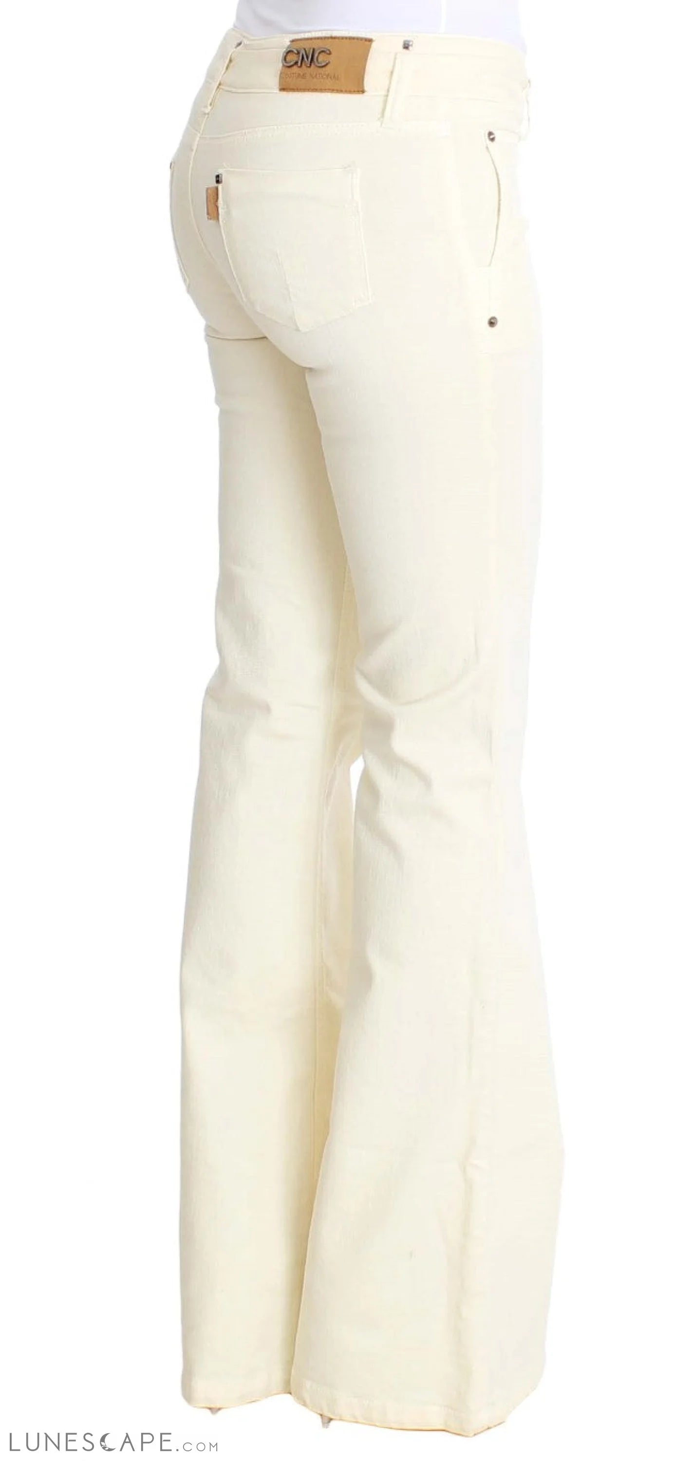 Costume National Chic Off-White Flared Designer Jeans LUNESCAPE