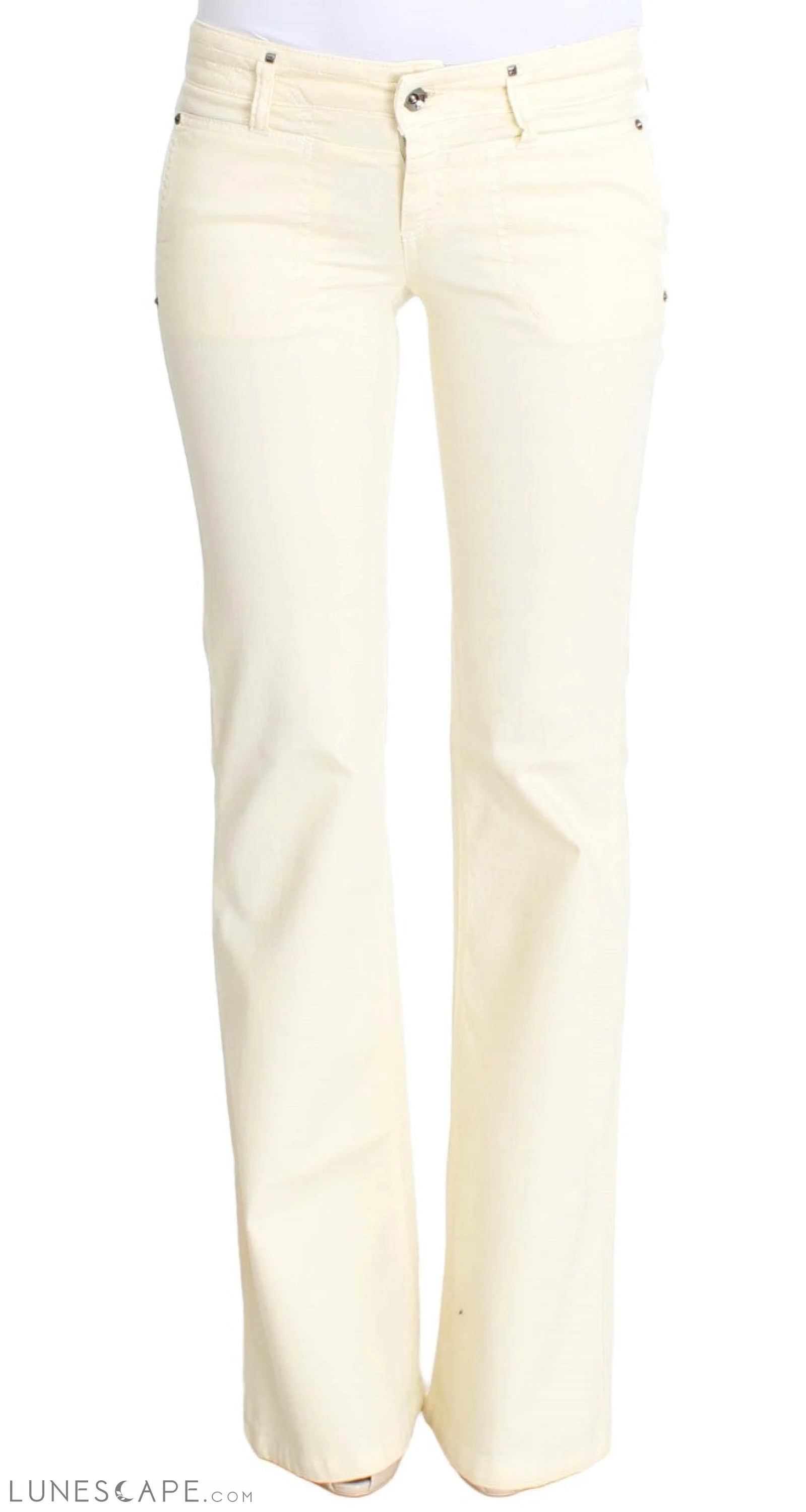 Costume National Chic Off-White Flared Designer Jeans LUNESCAPE