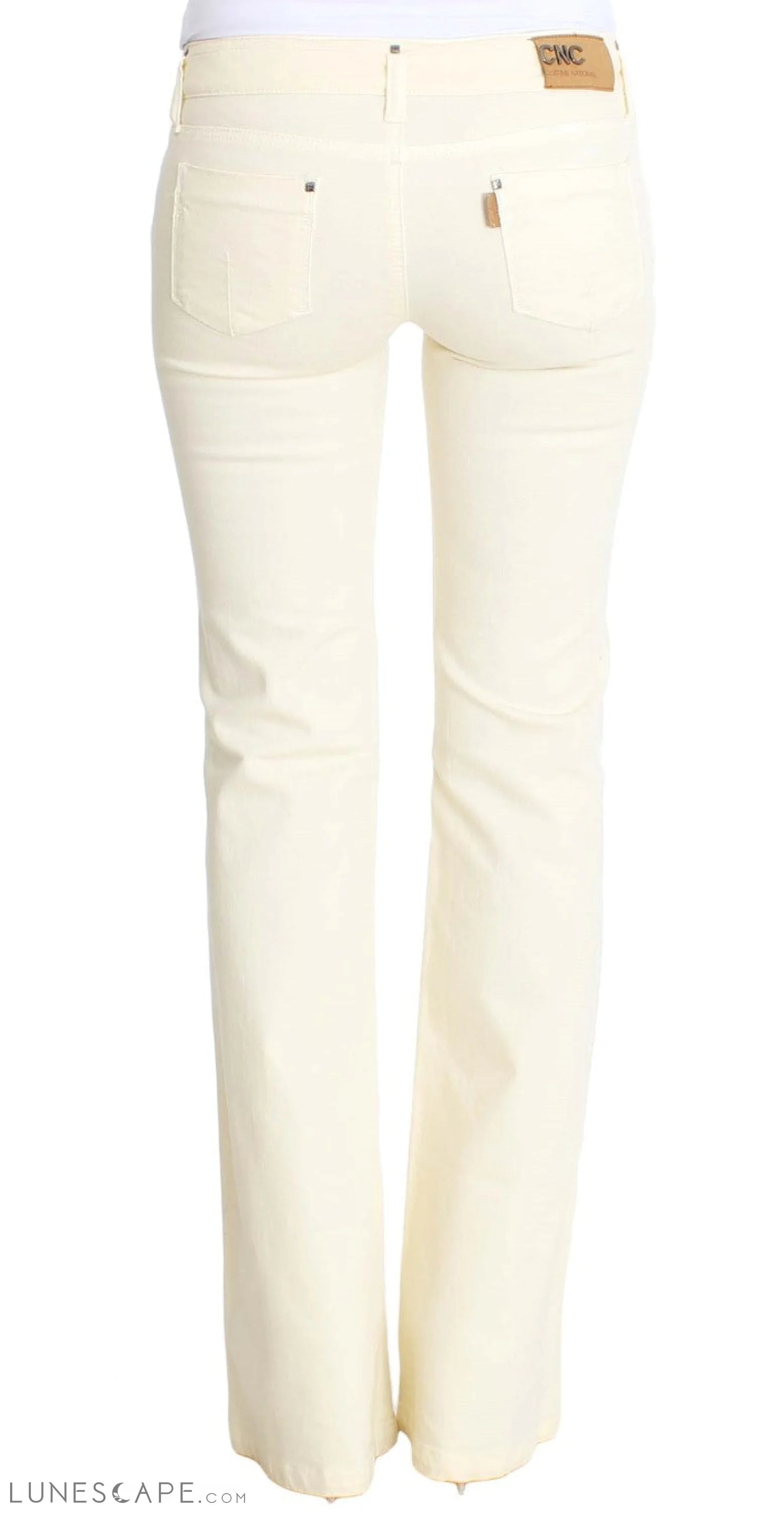 Costume National Chic Off-White Flared Designer Jeans LUNESCAPE