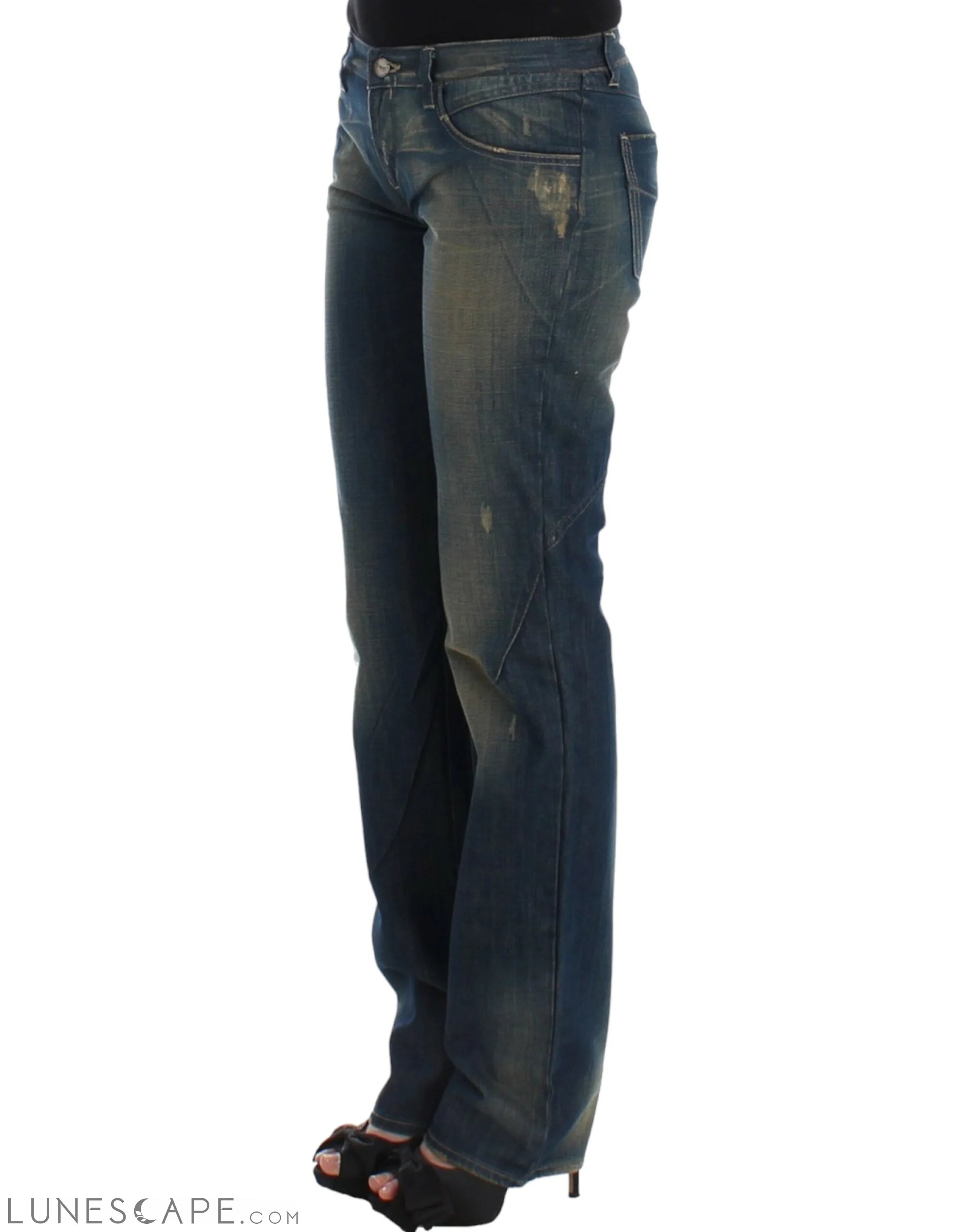 Costume National Chic Straight Leg Blue Denim Jeans LUNESCAPE