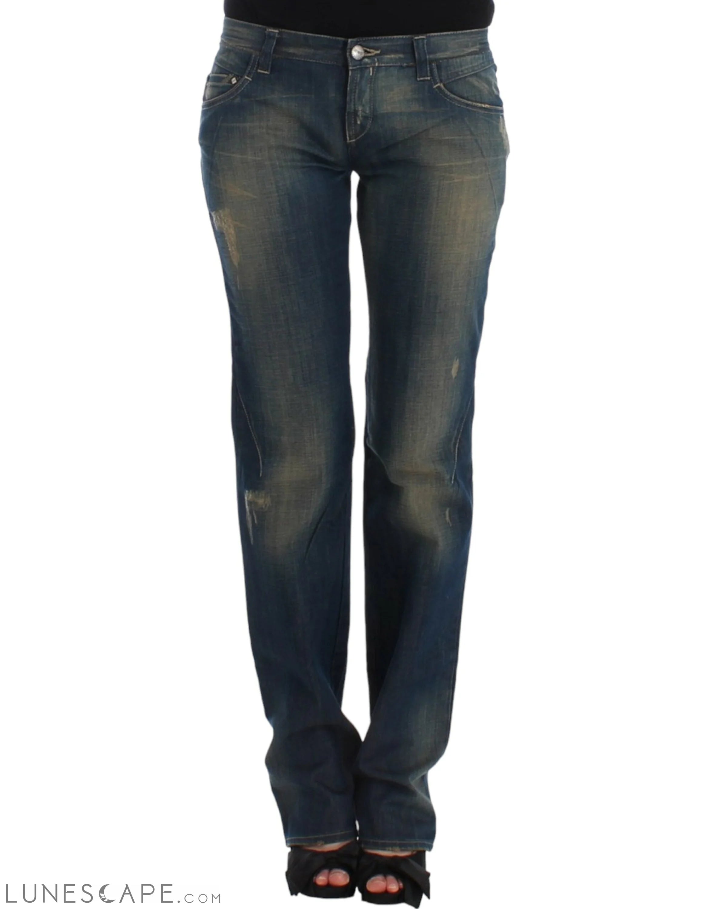 Costume National Chic Straight Leg Blue Denim Jeans LUNESCAPE