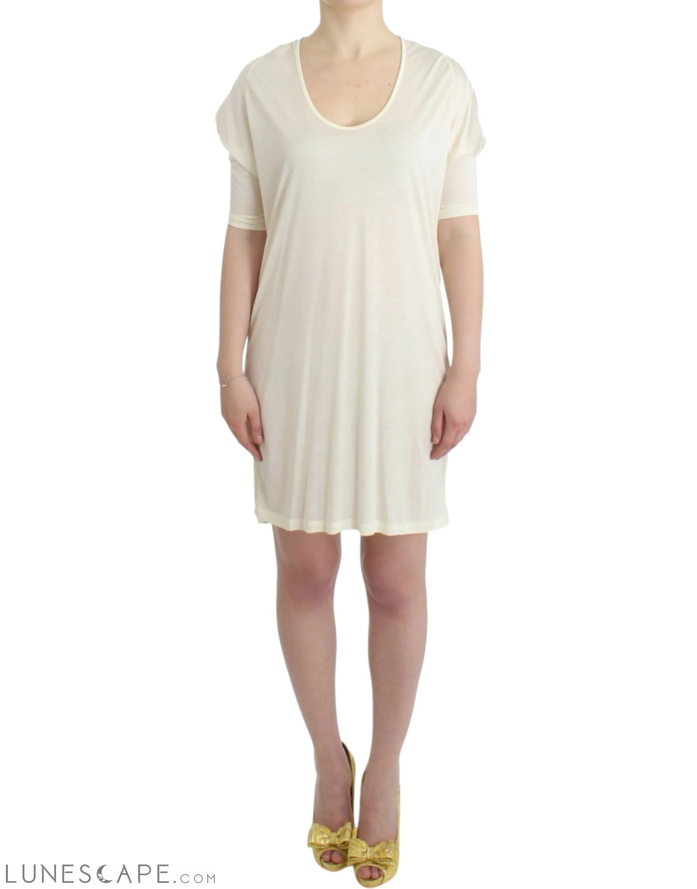 Costume National Chic White Modal Above-Knee Dress LUNESCAPE