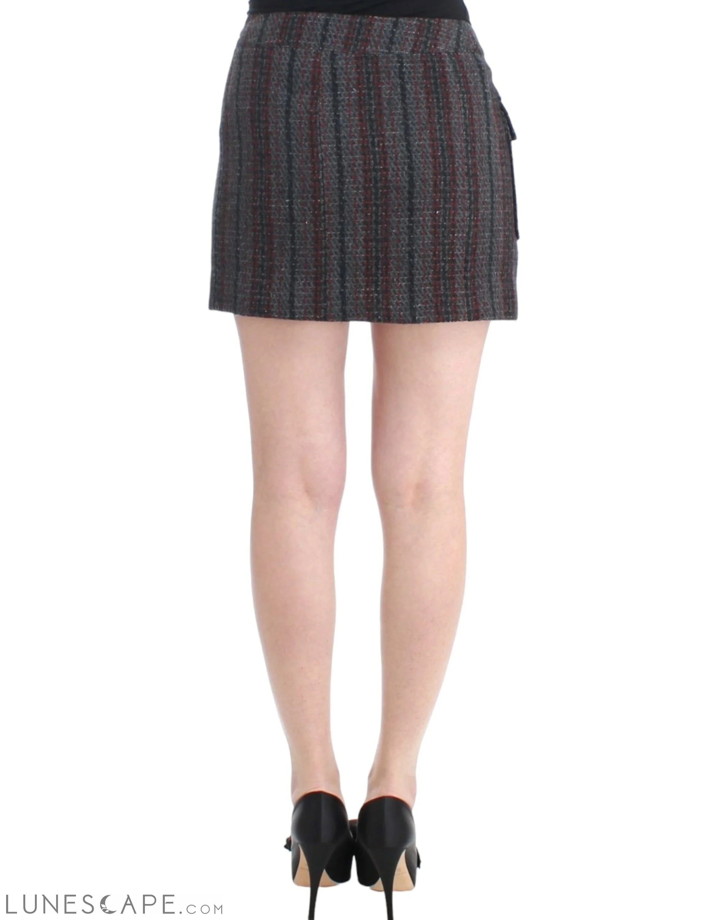 Costume National Chic Wool Blend Mini Skirt in Gray LUNESCAPE