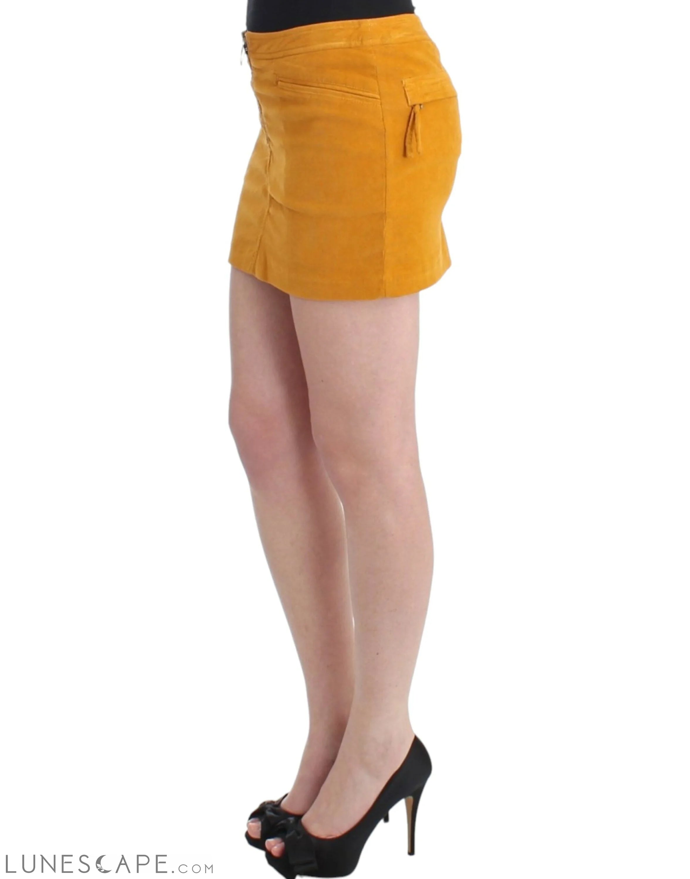 Costume National Chic Yellow Corduroy Mini Skirt LUNESCAPE