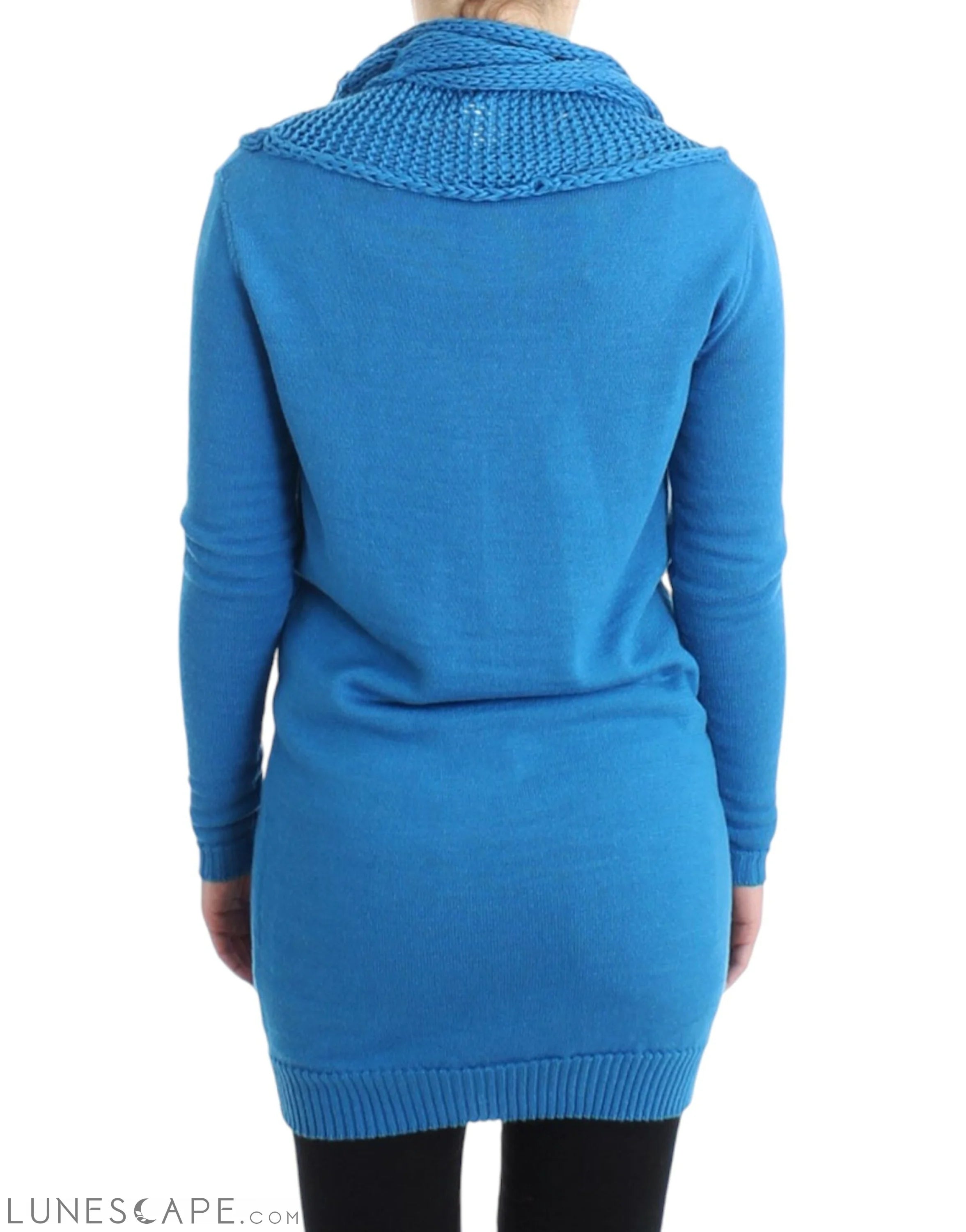 Costume National Cozy Scoop Neck Blue Knit Sweater LUNESCAPE