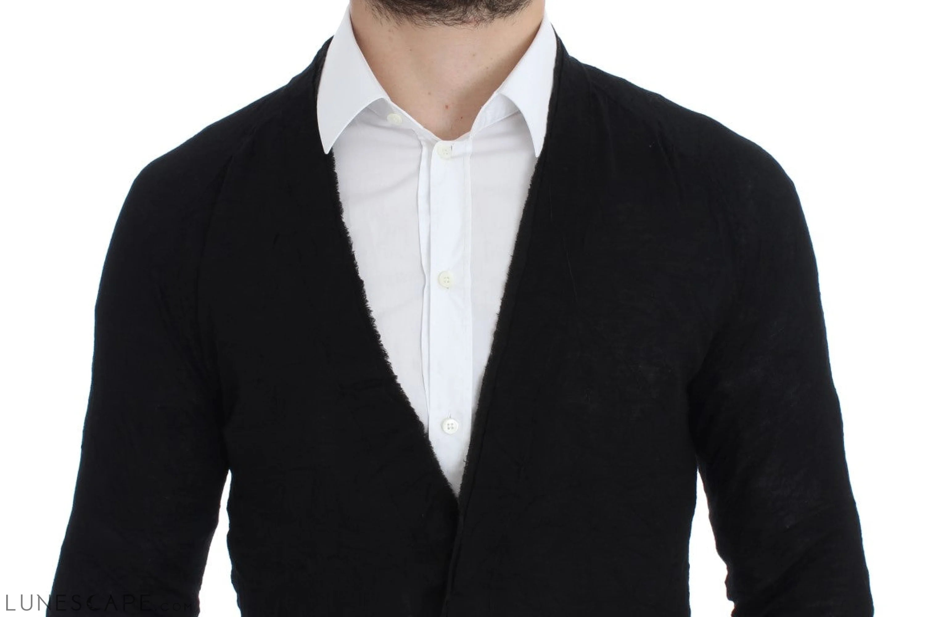 Costume National Elegant Black Merino Wool Cardigan LUNESCAPE