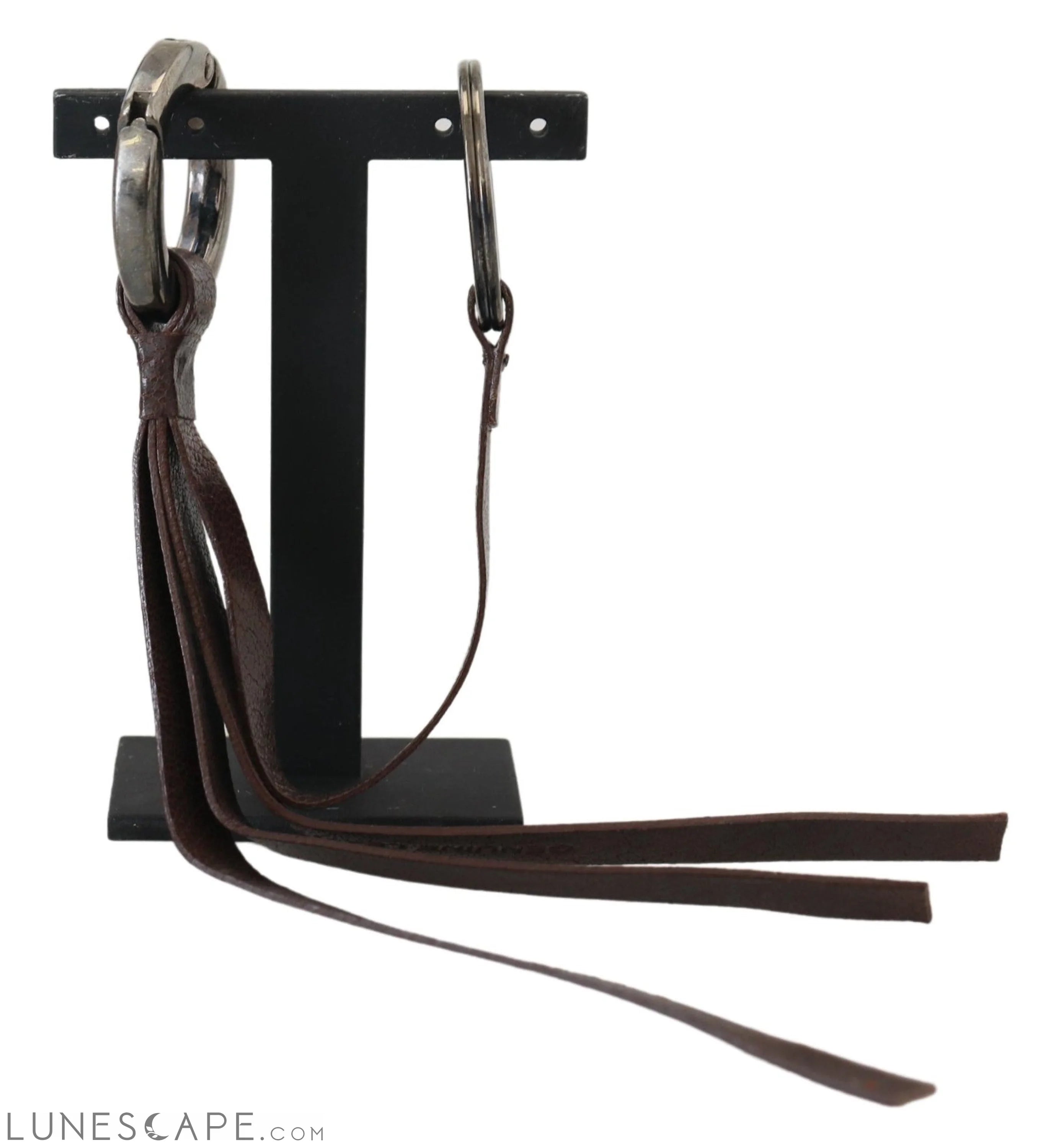 Costume National Elegant Brass & Leather Keychain Charm LUNESCAPE