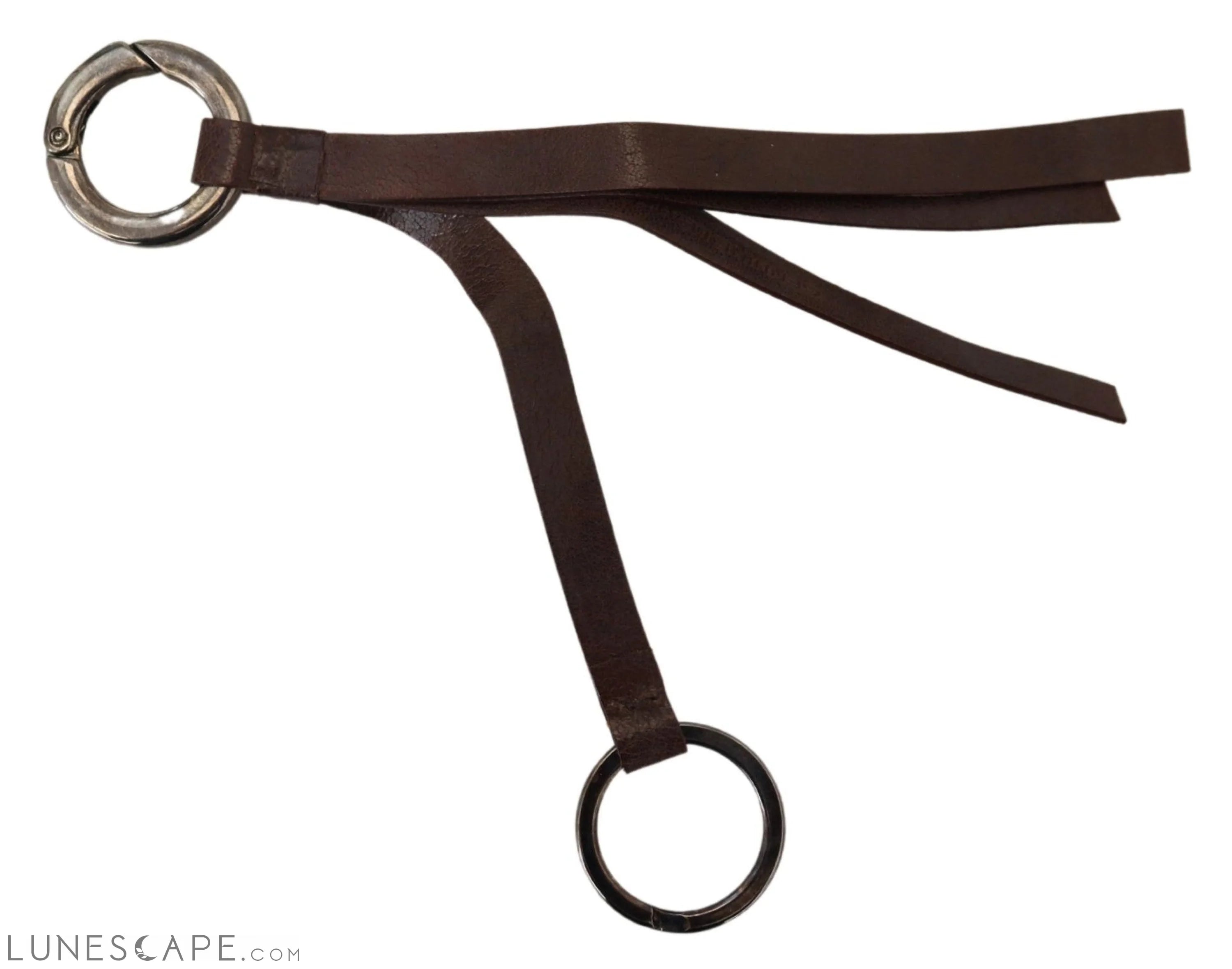 Costume National Elegant Brass & Leather Keychain Charm LUNESCAPE