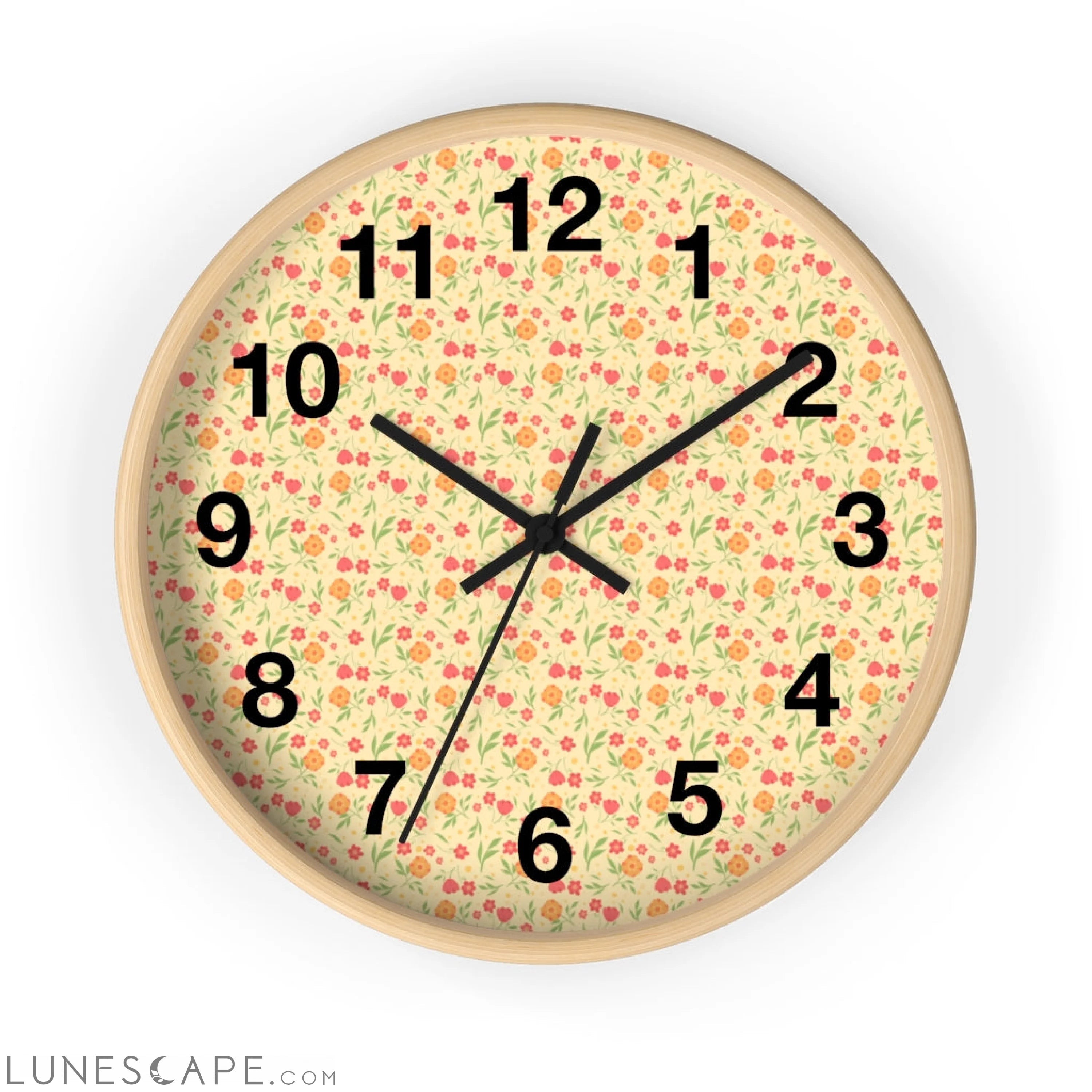 Cottagecore Ditsy Floral Geometric Clock LUNESCAPE