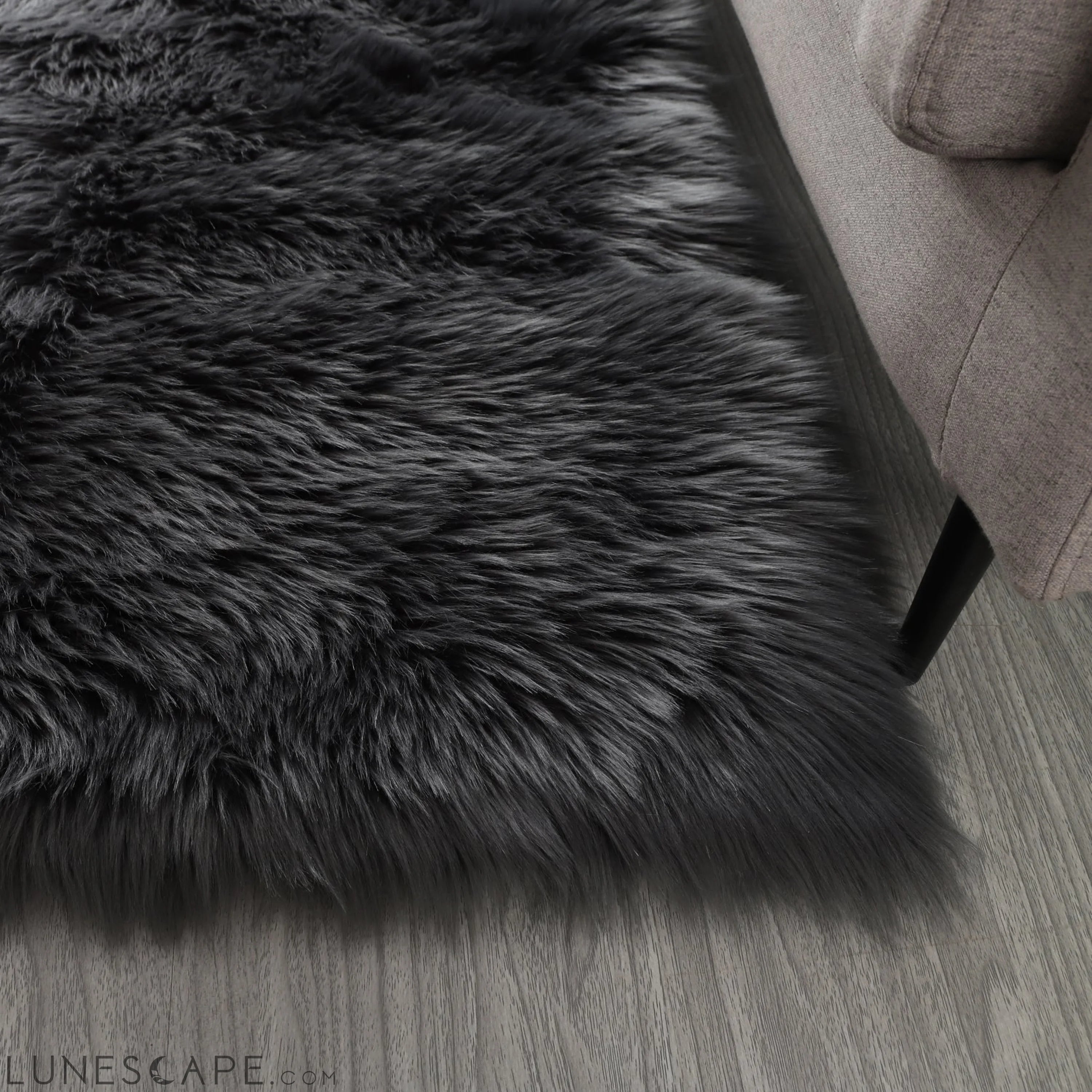 Cozy Ultra Soft Fluffy Faux Fur Grey Area Rug LUNESCAPE