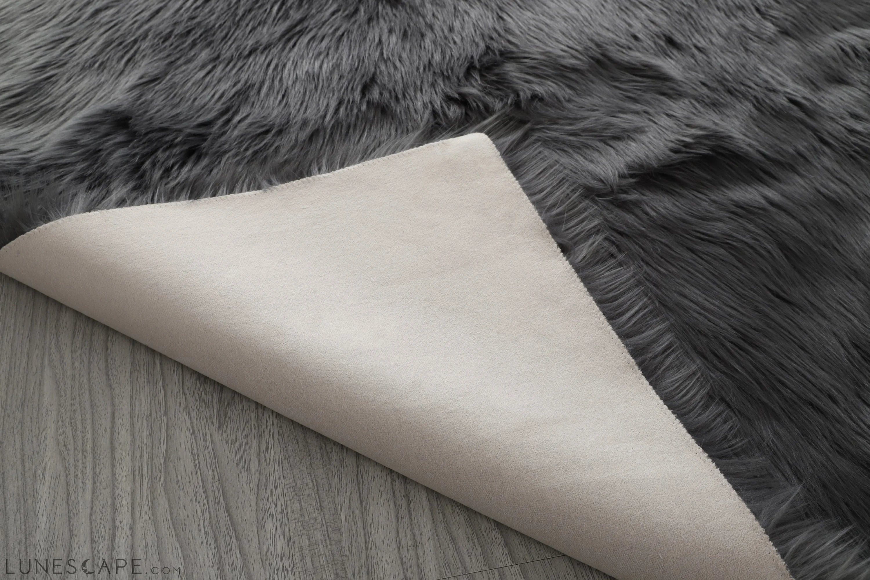Cozy Ultra Soft Fluffy Faux Fur Grey Area Rug LUNESCAPE