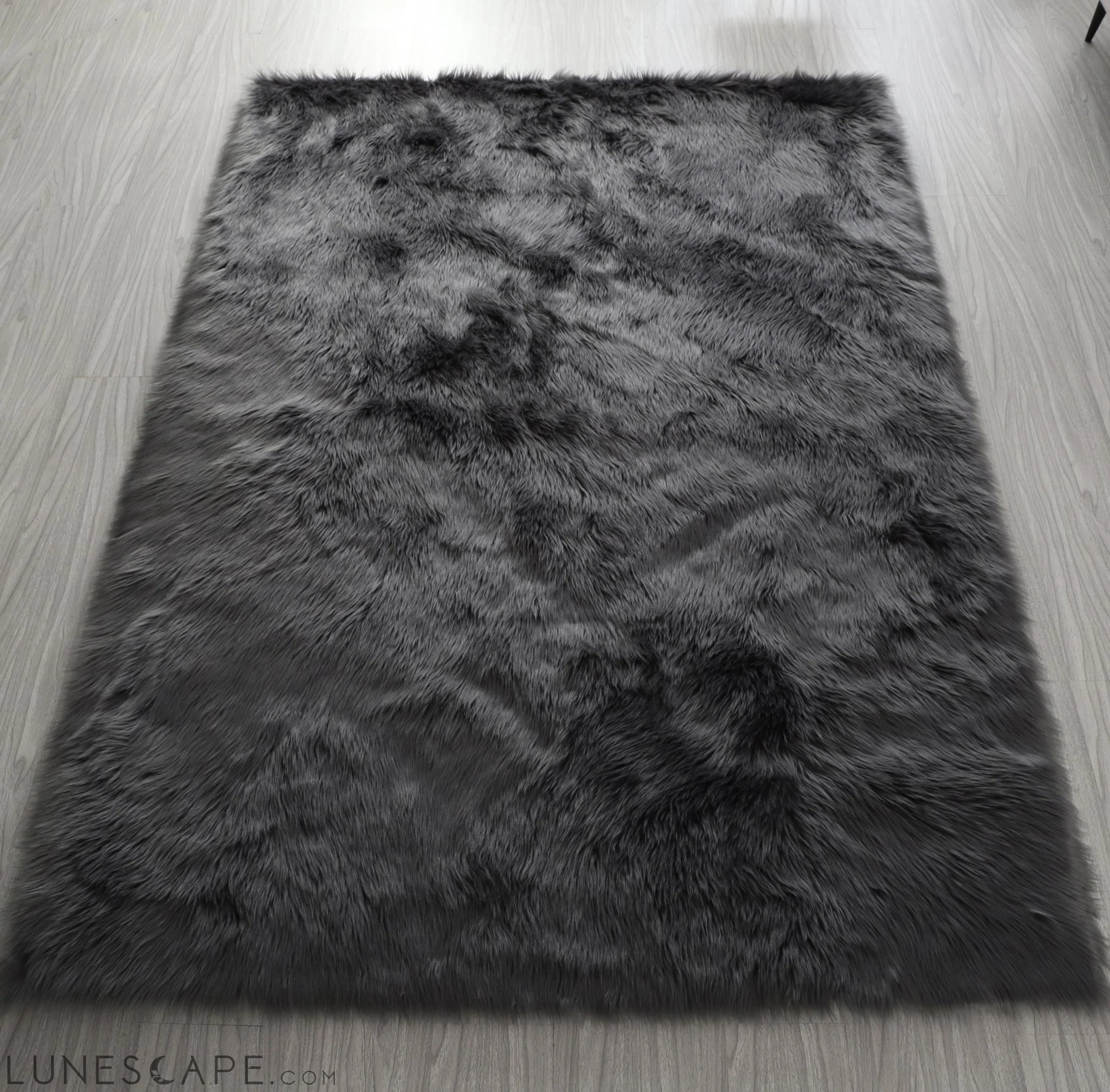 Cozy Ultra Soft Fluffy Faux Fur Grey Area Rug LUNESCAPE