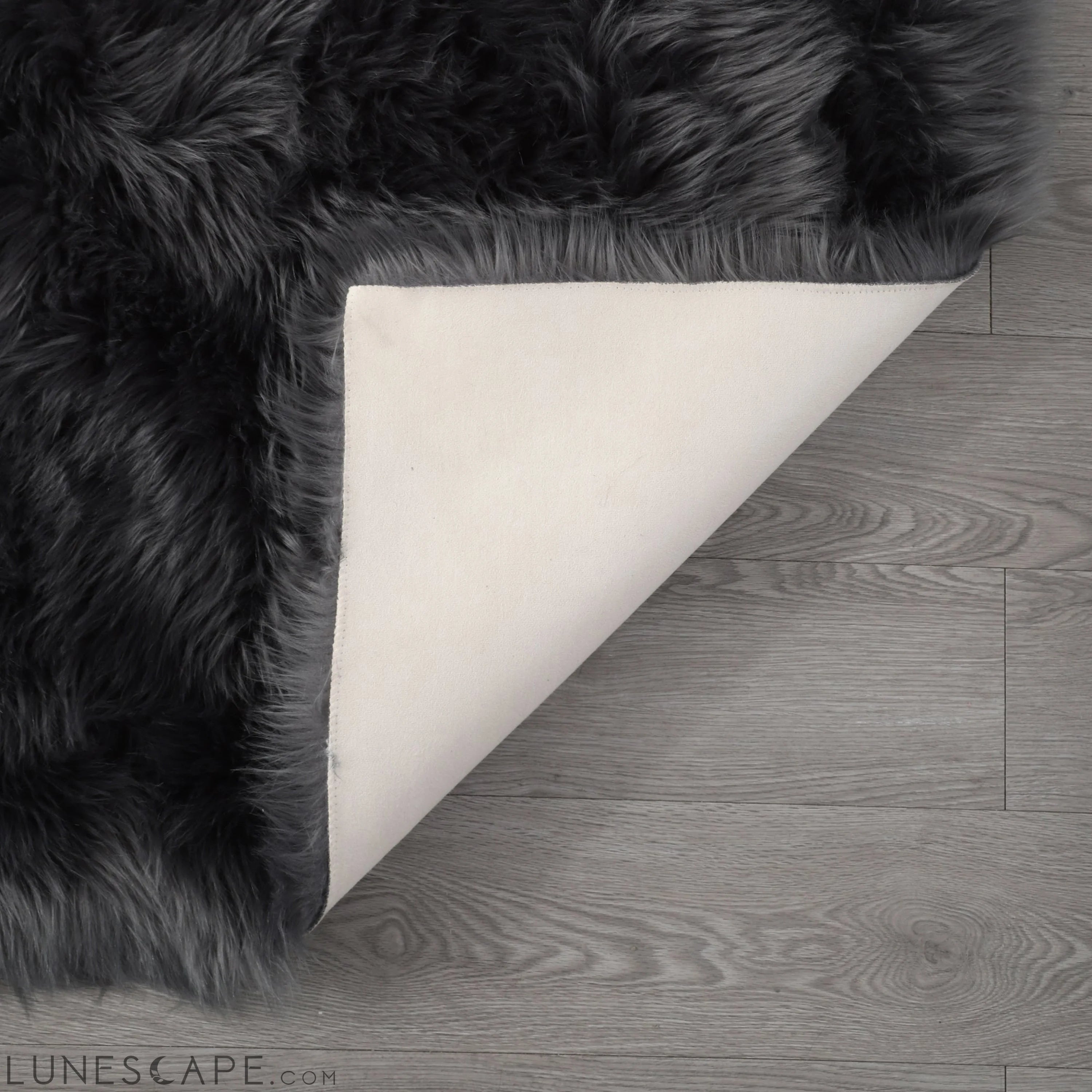 Cozy Ultra Soft Fluffy Faux Fur Grey Area Rug LUNESCAPE