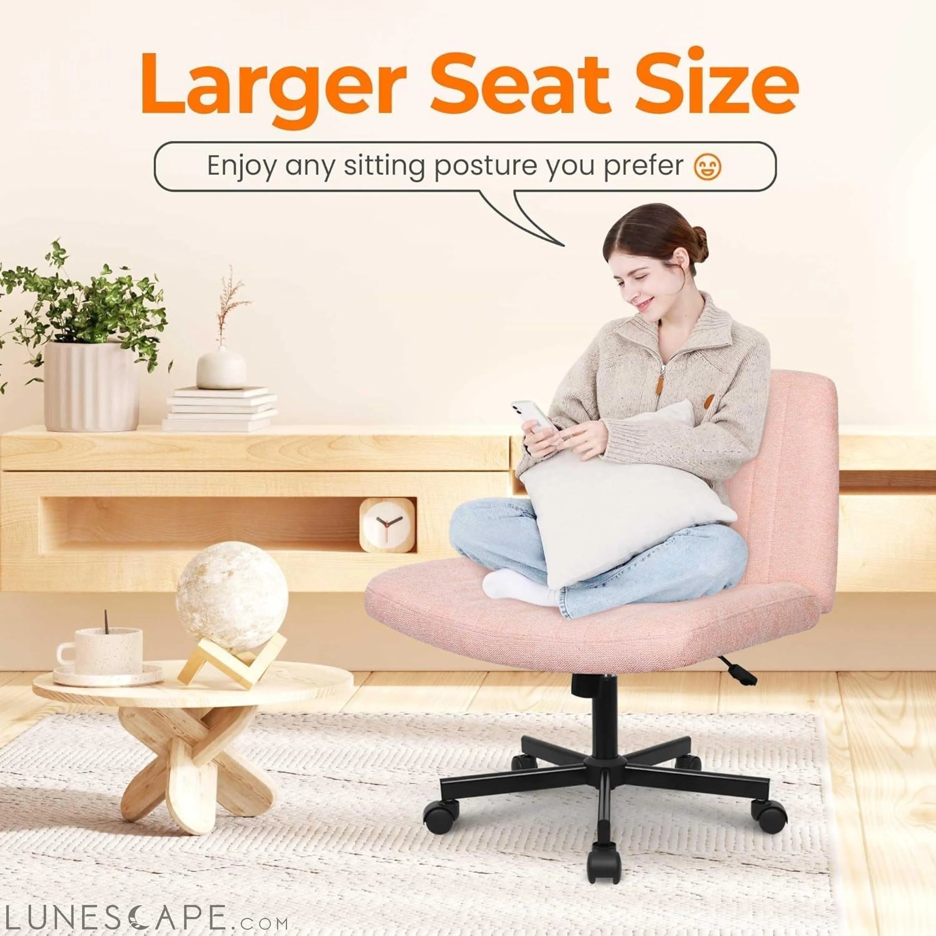 Criss Cross Chair, Armless Legged Office Desk Chair, with Wheels LUNESCAPE
