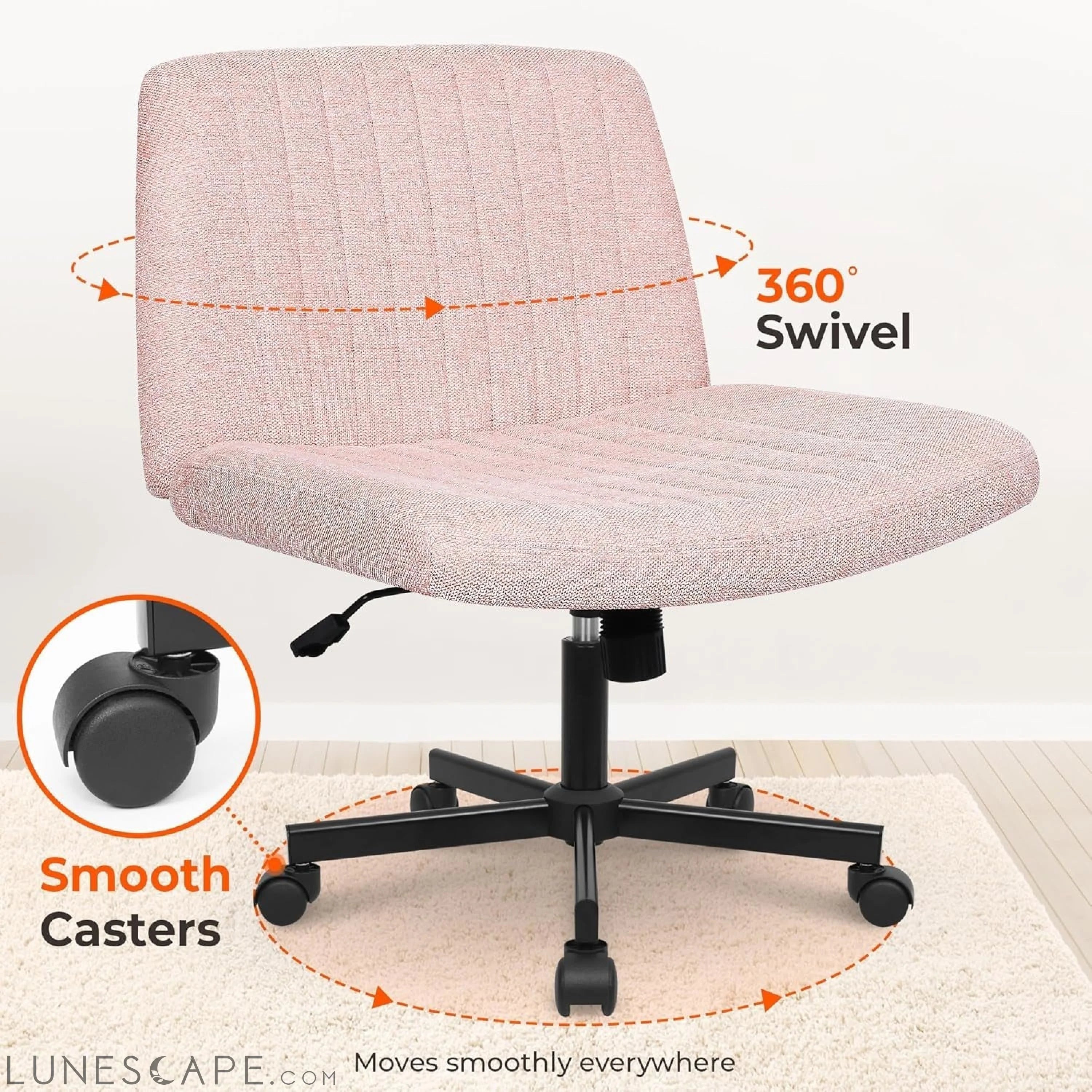 Criss Cross Chair, Armless Legged Office Desk Chair, with Wheels LUNESCAPE