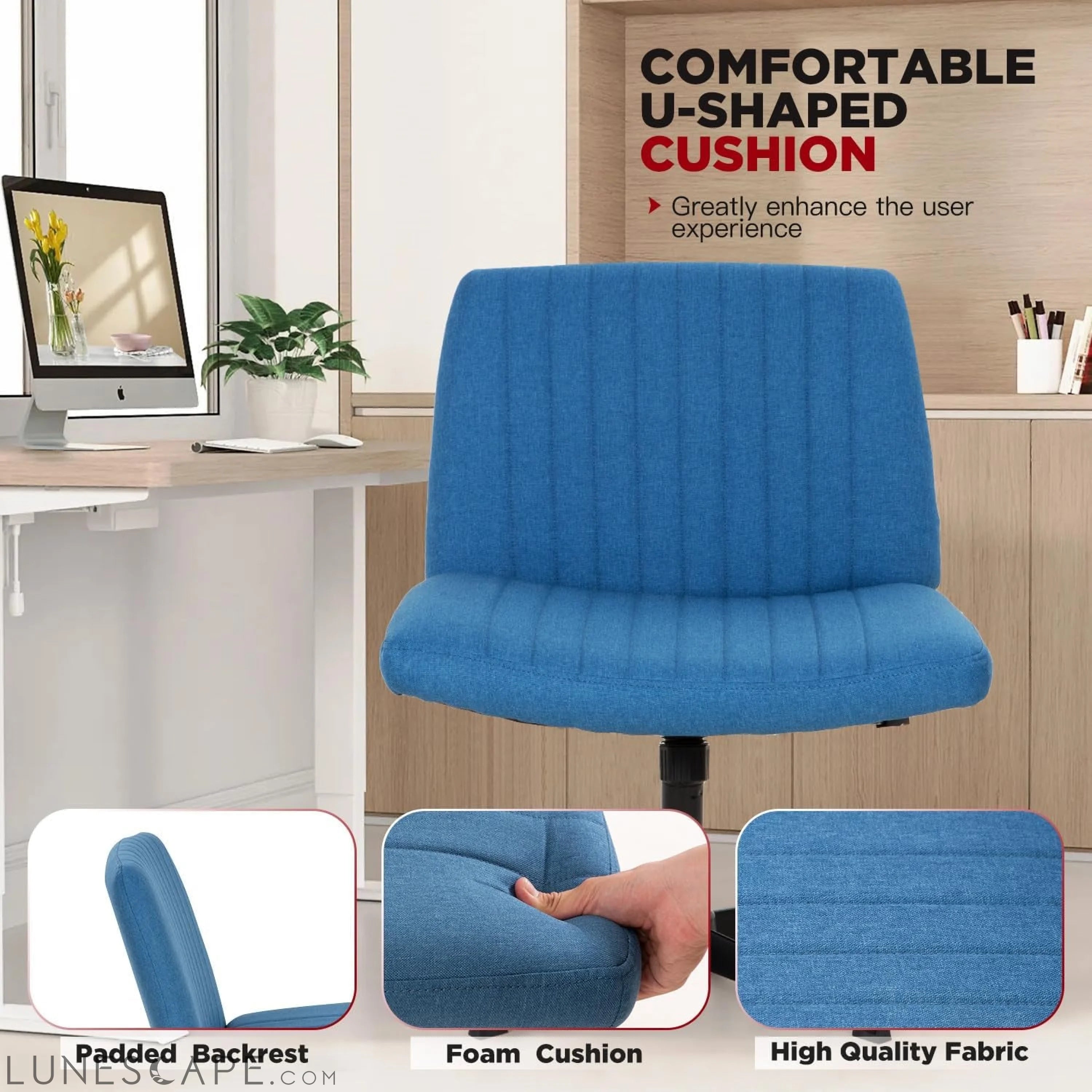 Criss Cross Chair,Armless Cross Legged Office Chair,Wide Comfty Desk LUNESCAPE