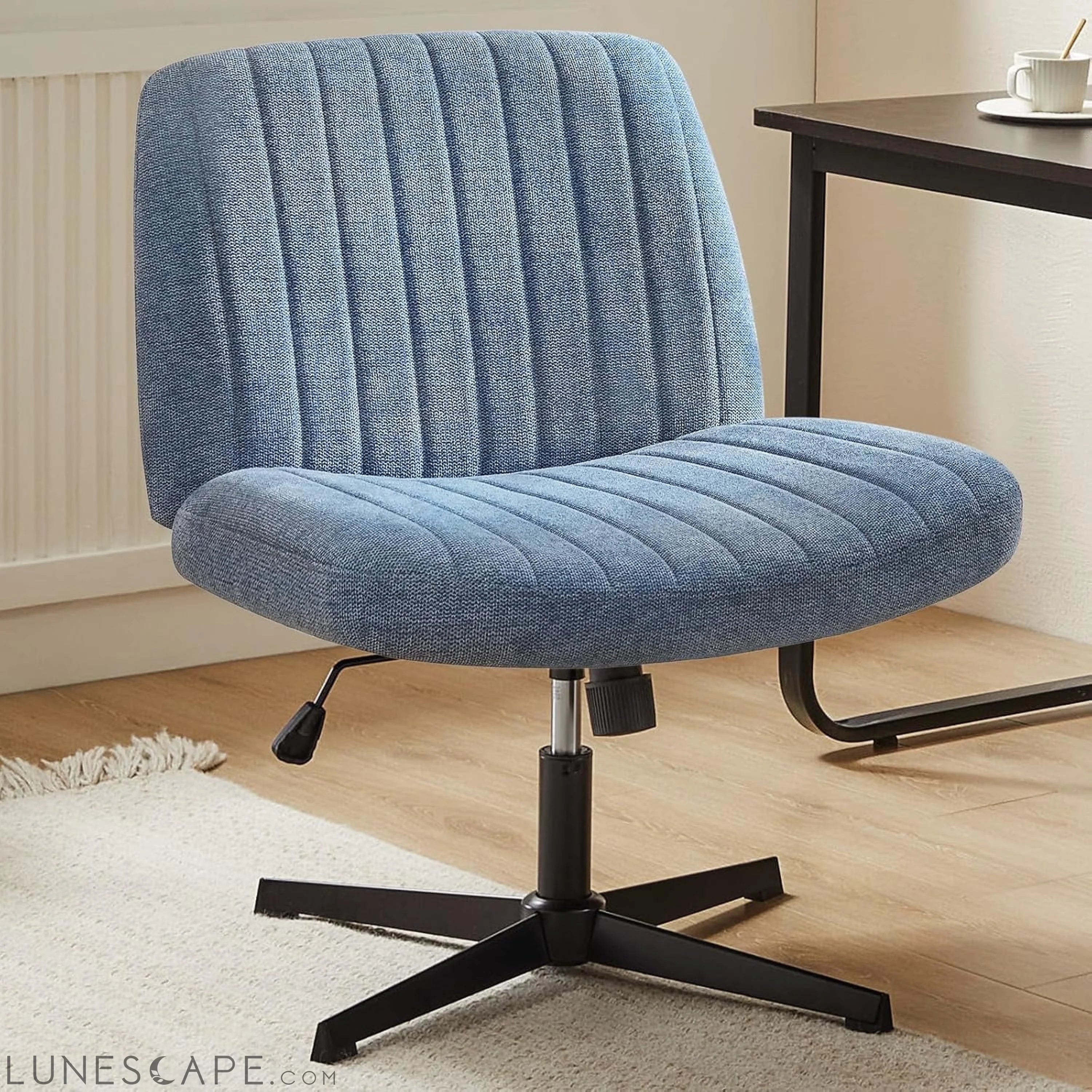 Criss Cross Chair Legged, Armless Office Desk Chair No Wheels, Swivel LUNESCAPE