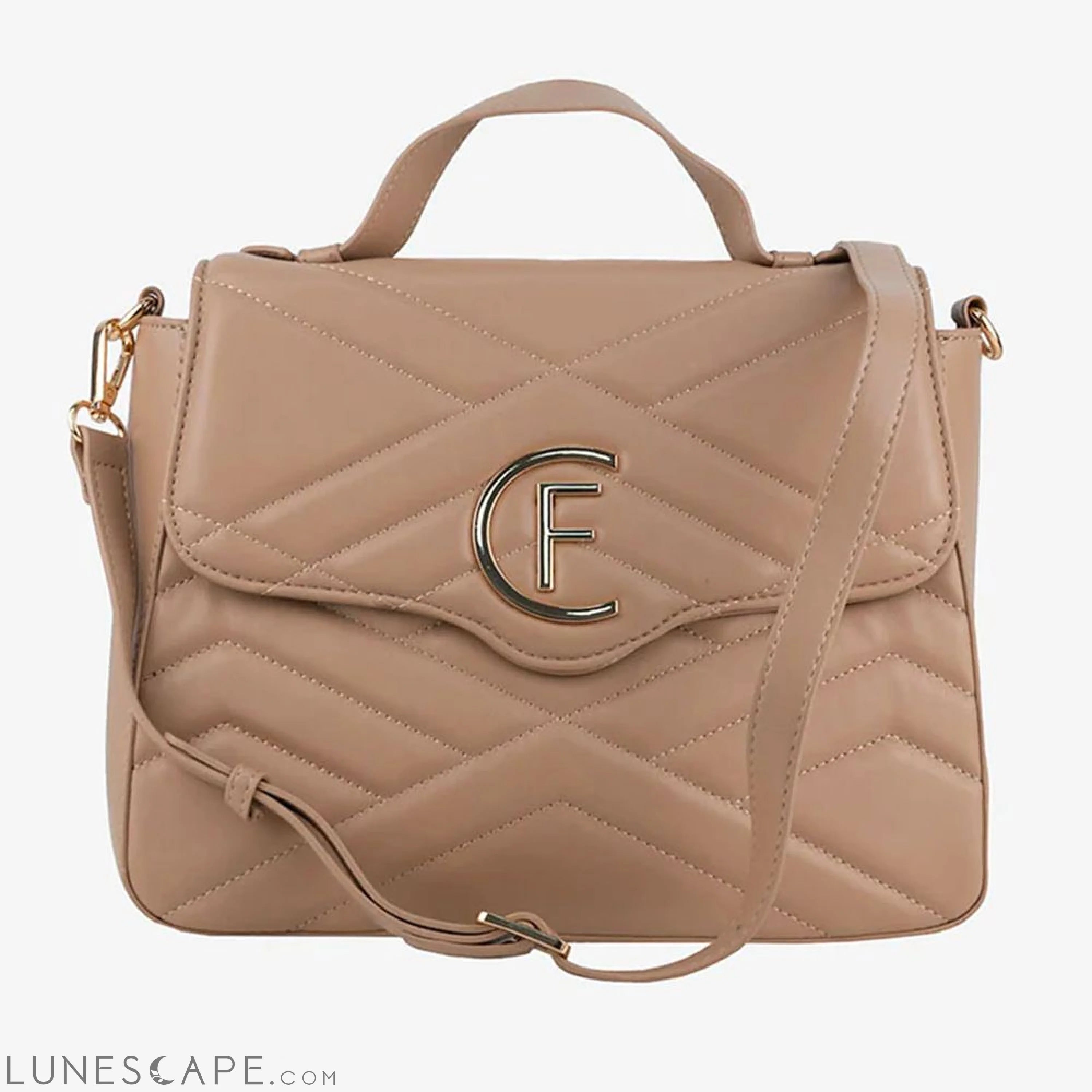 CRISTINAEFFE Beige Artificial Leather Crossbody Bag LUNESCAPE