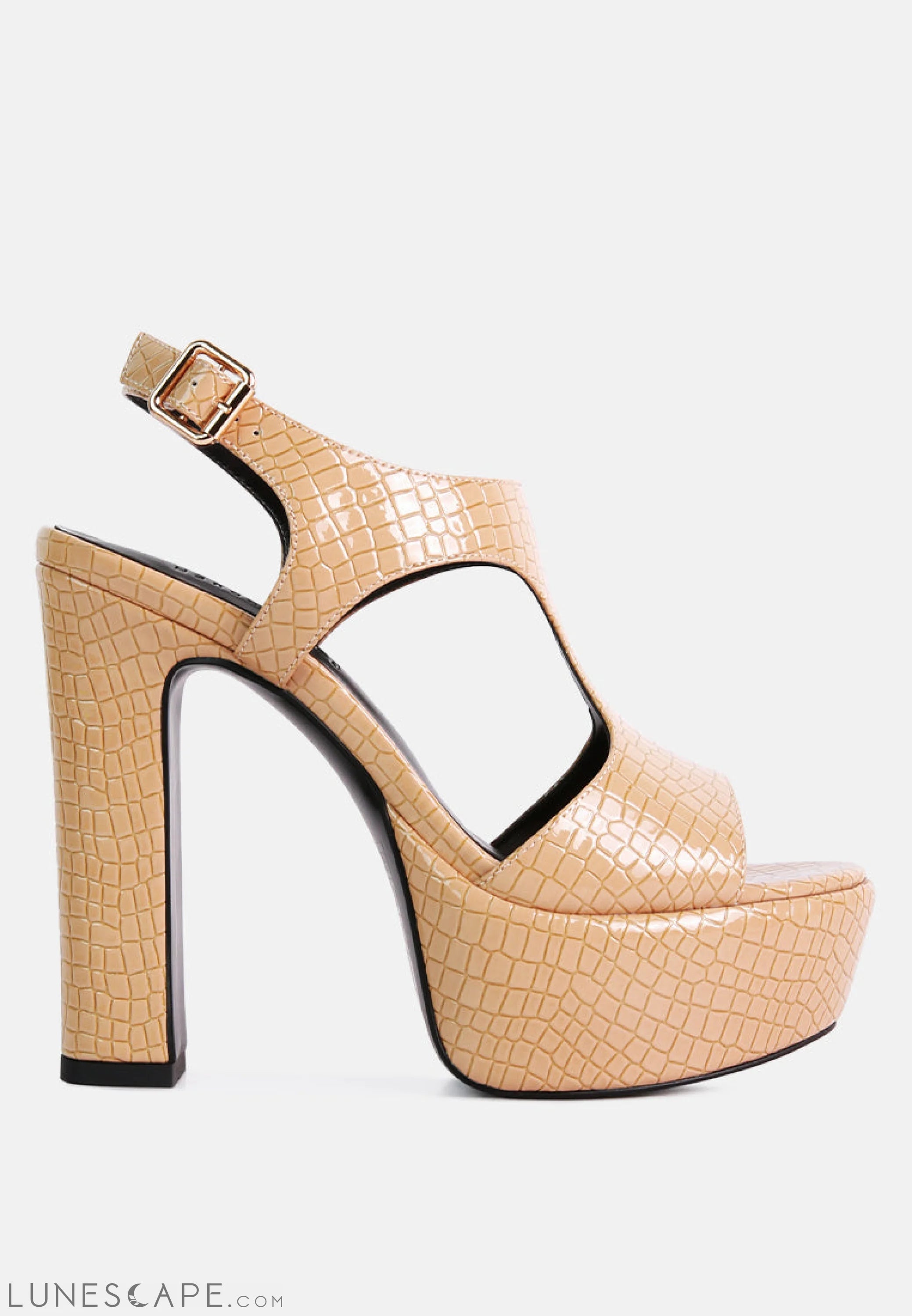 Croft Croc High Heeled Cut Out Sandals LUNESCAPE