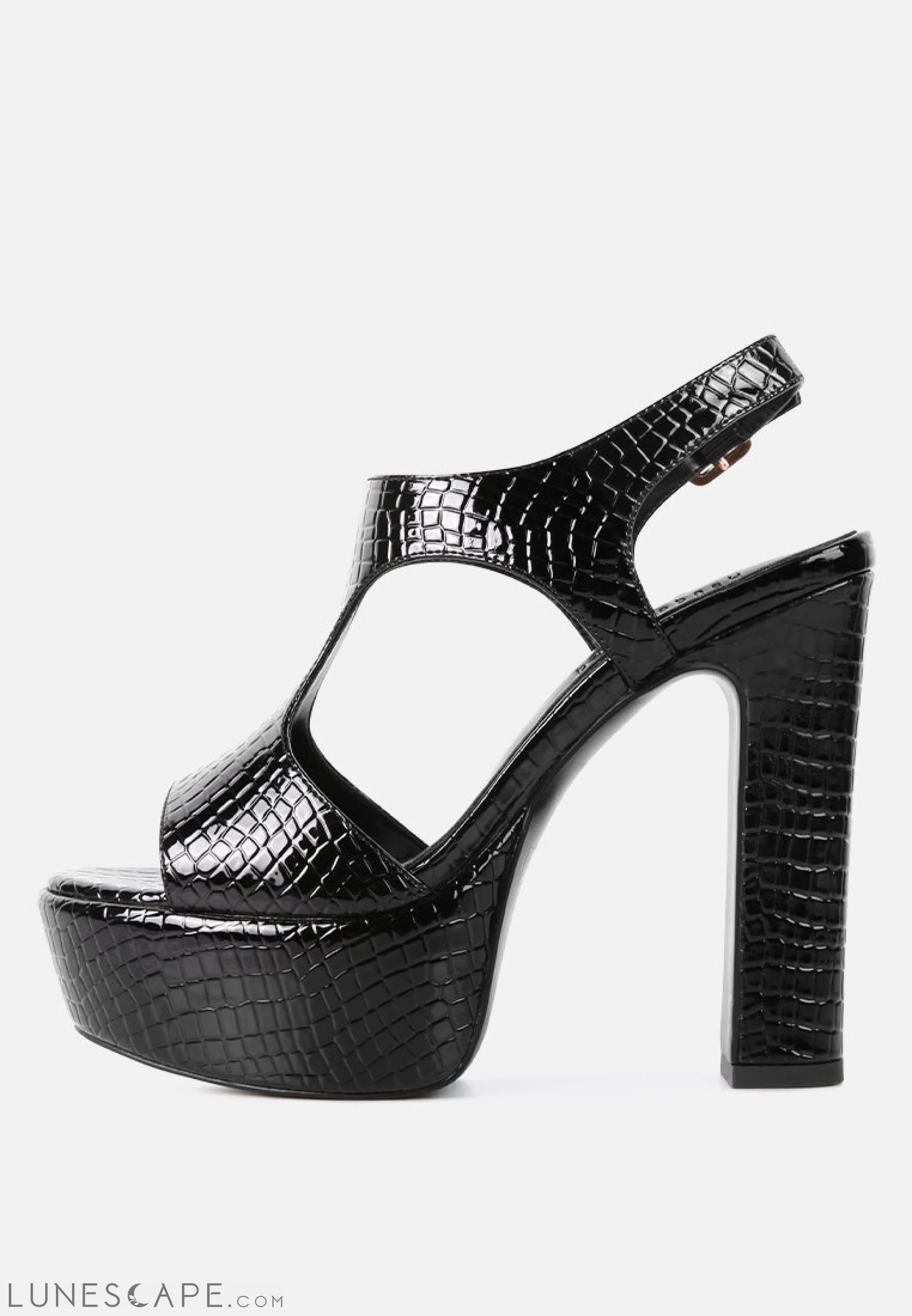 Croft Croc High Heeled Cut Out Sandals LUNESCAPE