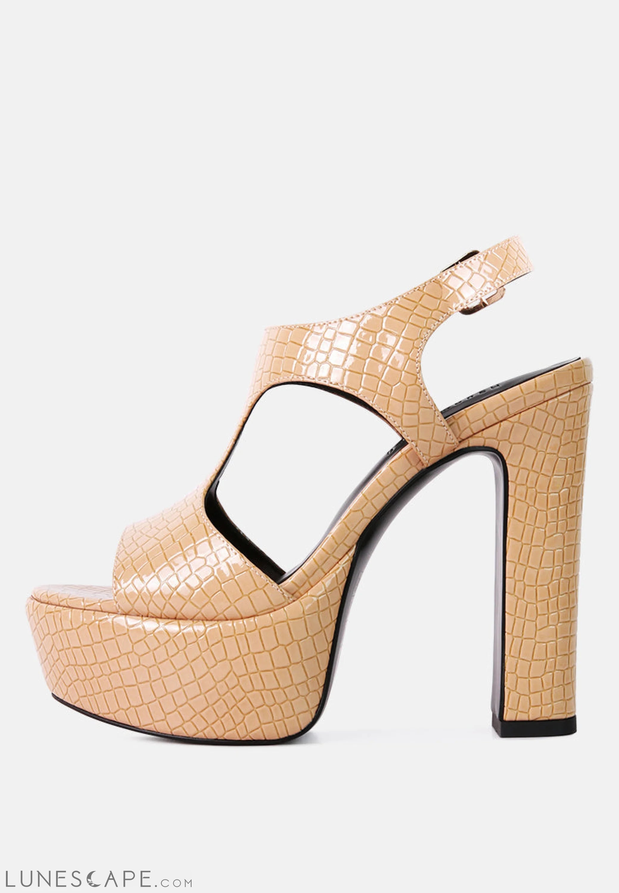 Croft Croc High Heeled Cut Out Sandals LUNESCAPE