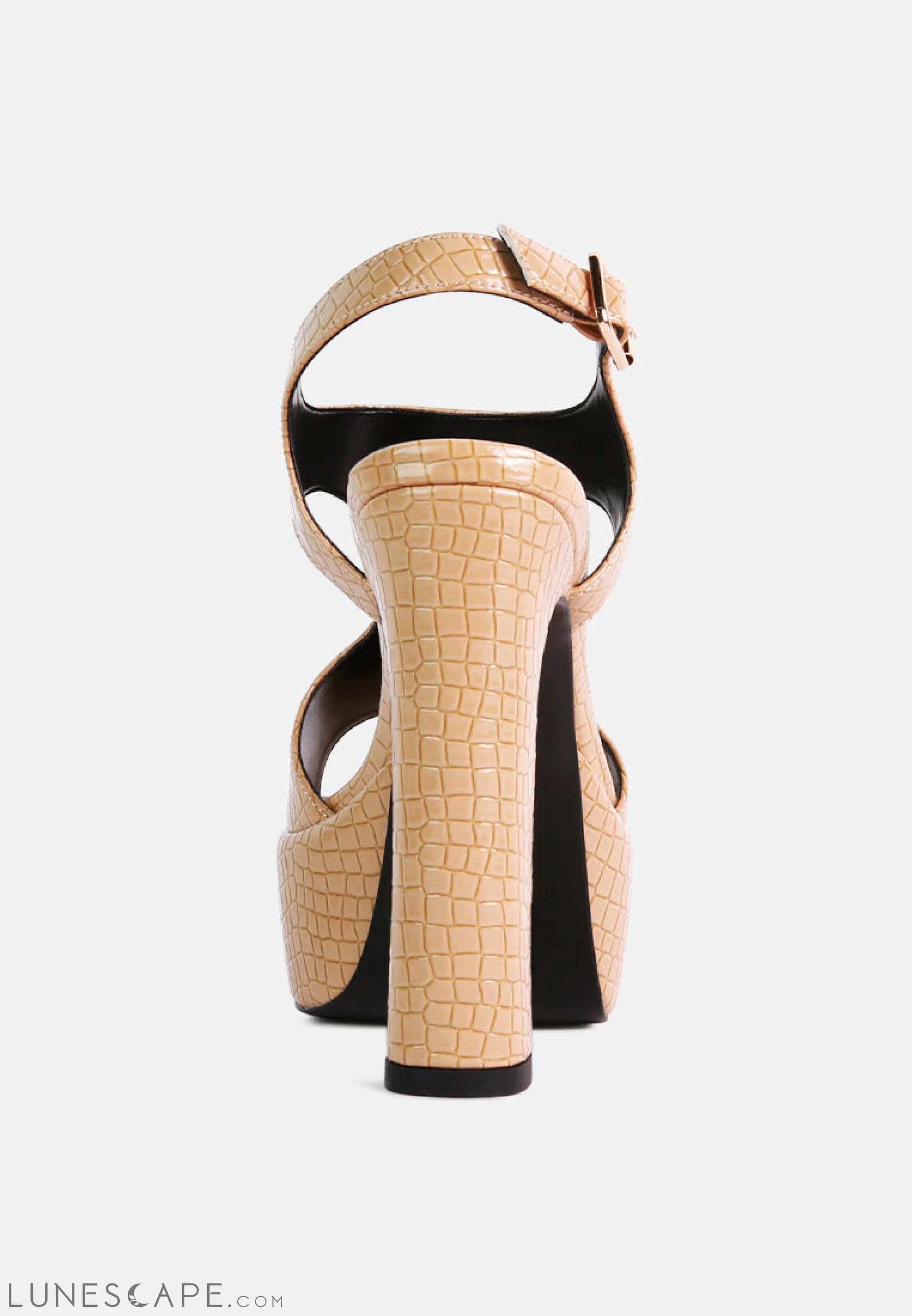 Croft Croc High Heeled Cut Out Sandals LUNESCAPE