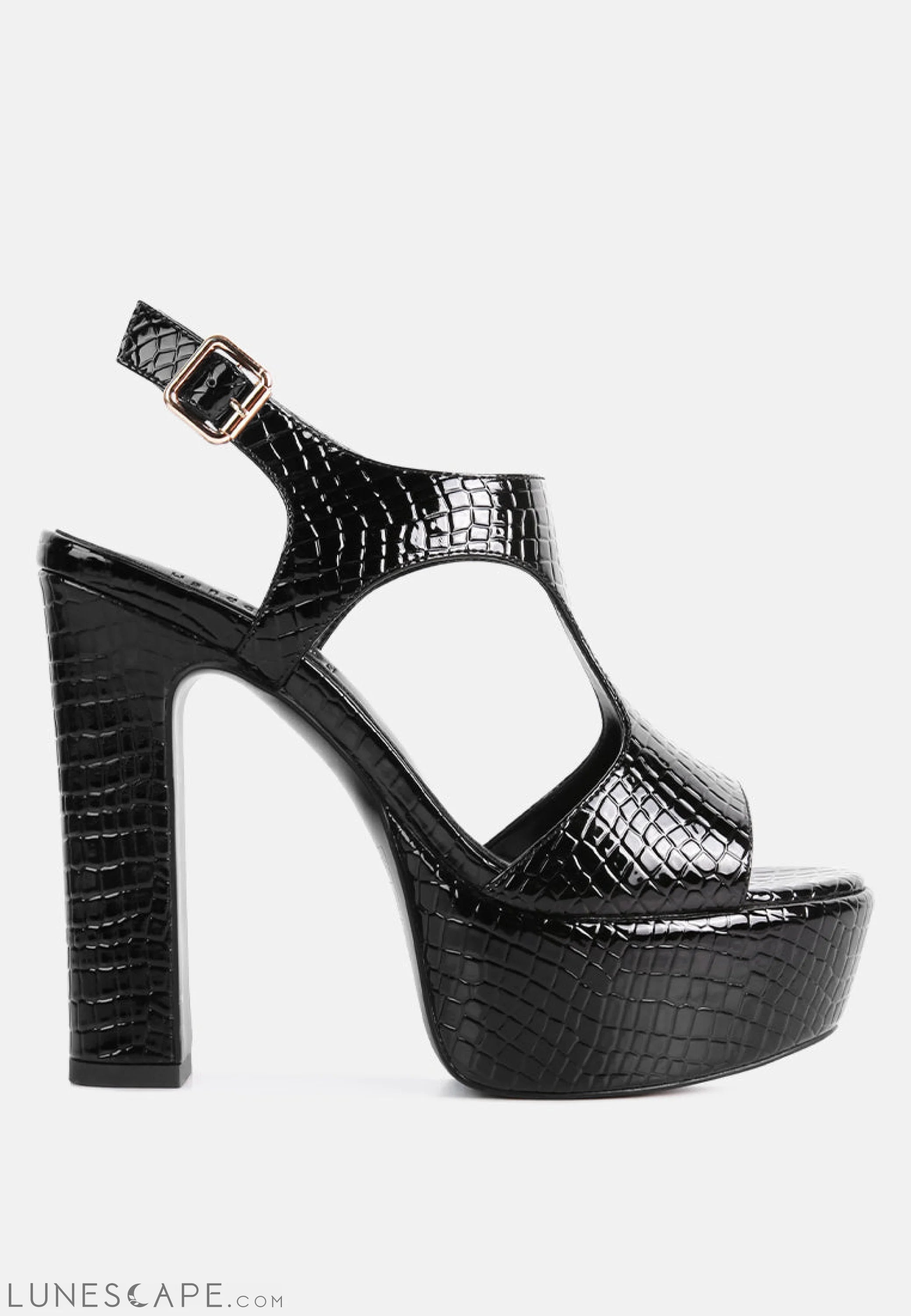 Croft Croc High Heeled Cut Out Sandals LUNESCAPE