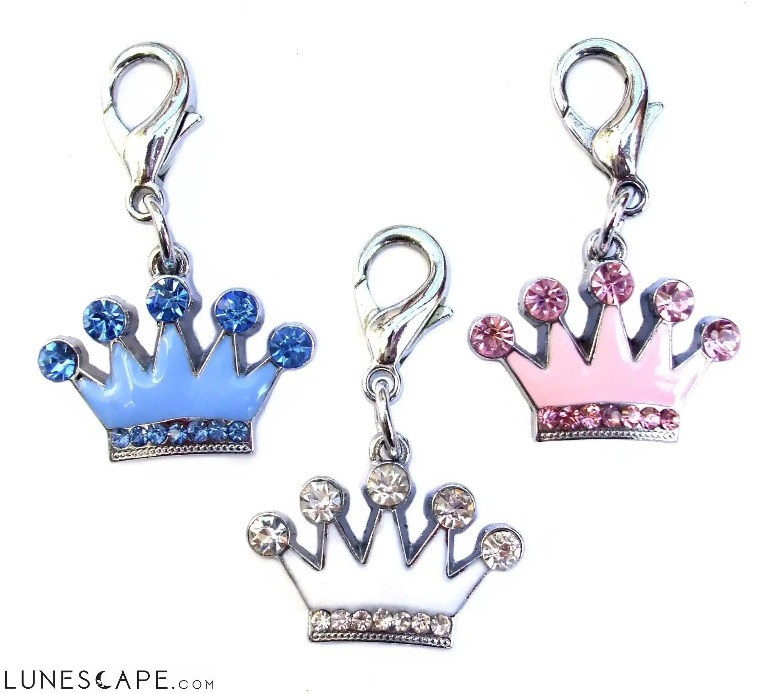Crown Crystal & Enamel Pet Dog Cat Charms LUNESCAPE