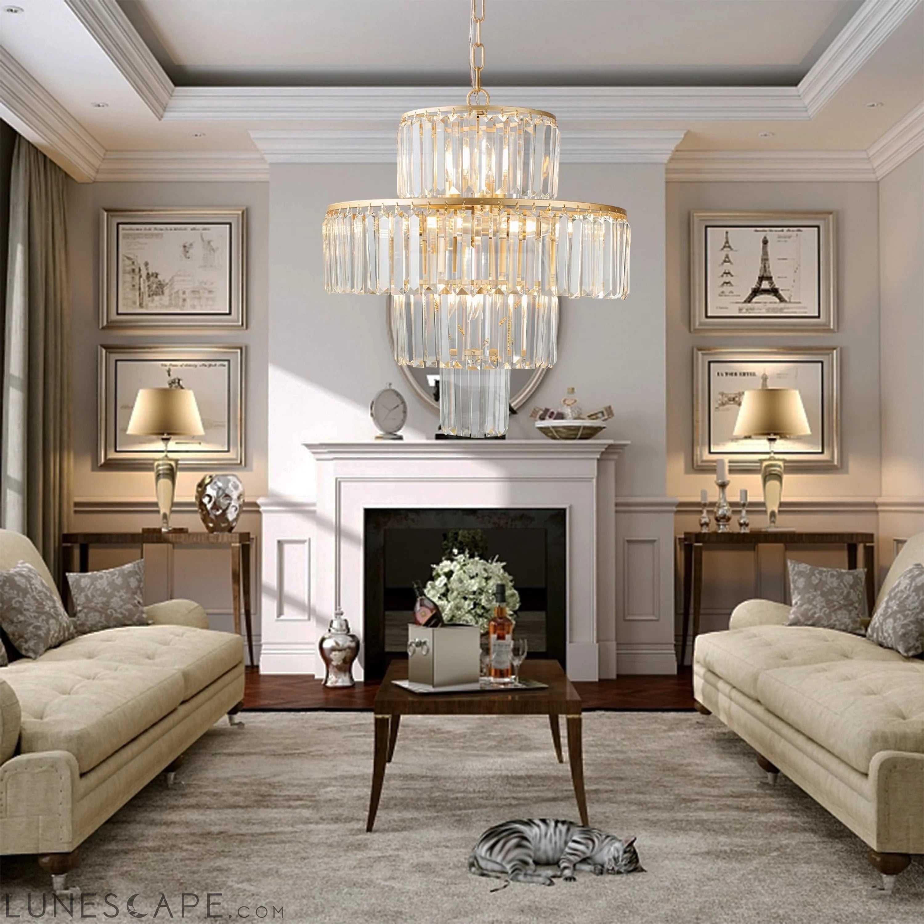 Crystal Chandelier Modern Chandeliers Lights Fixture Hanging Pendant LUNESCAPE