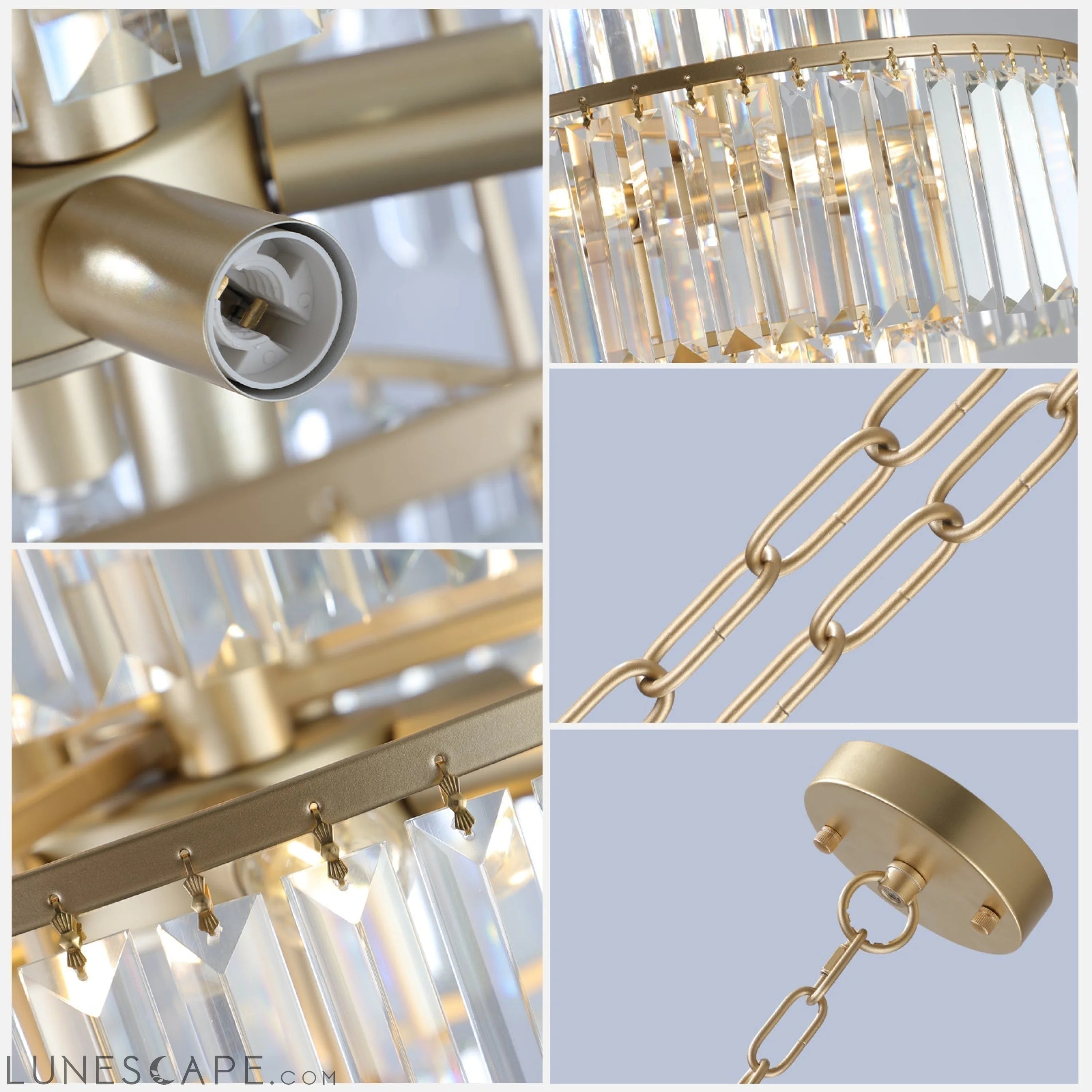Crystal Chandelier Modern Chandeliers Lights Fixture Hanging Pendant LUNESCAPE