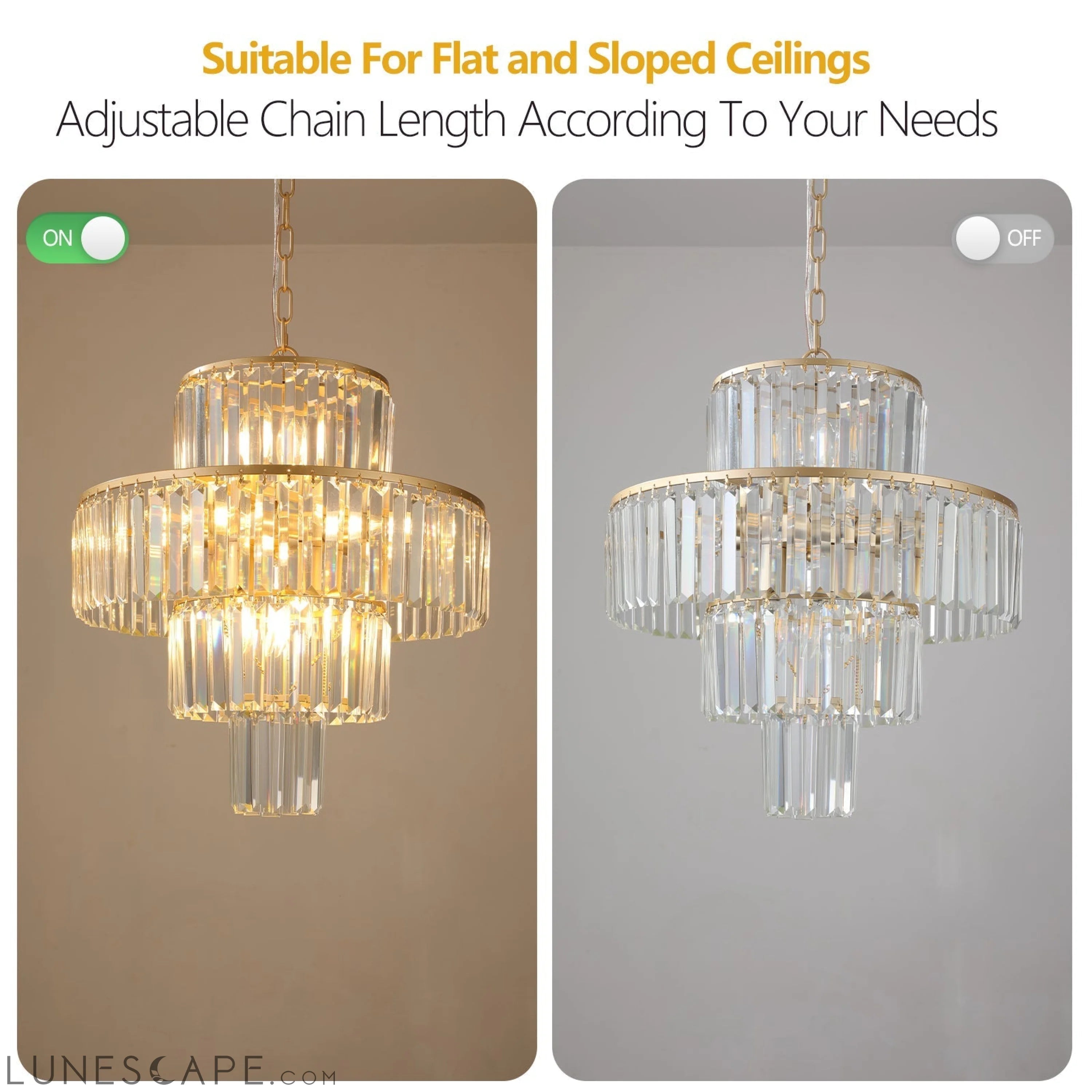 Crystal Chandelier Modern Chandeliers Lights Fixture Hanging Pendant LUNESCAPE