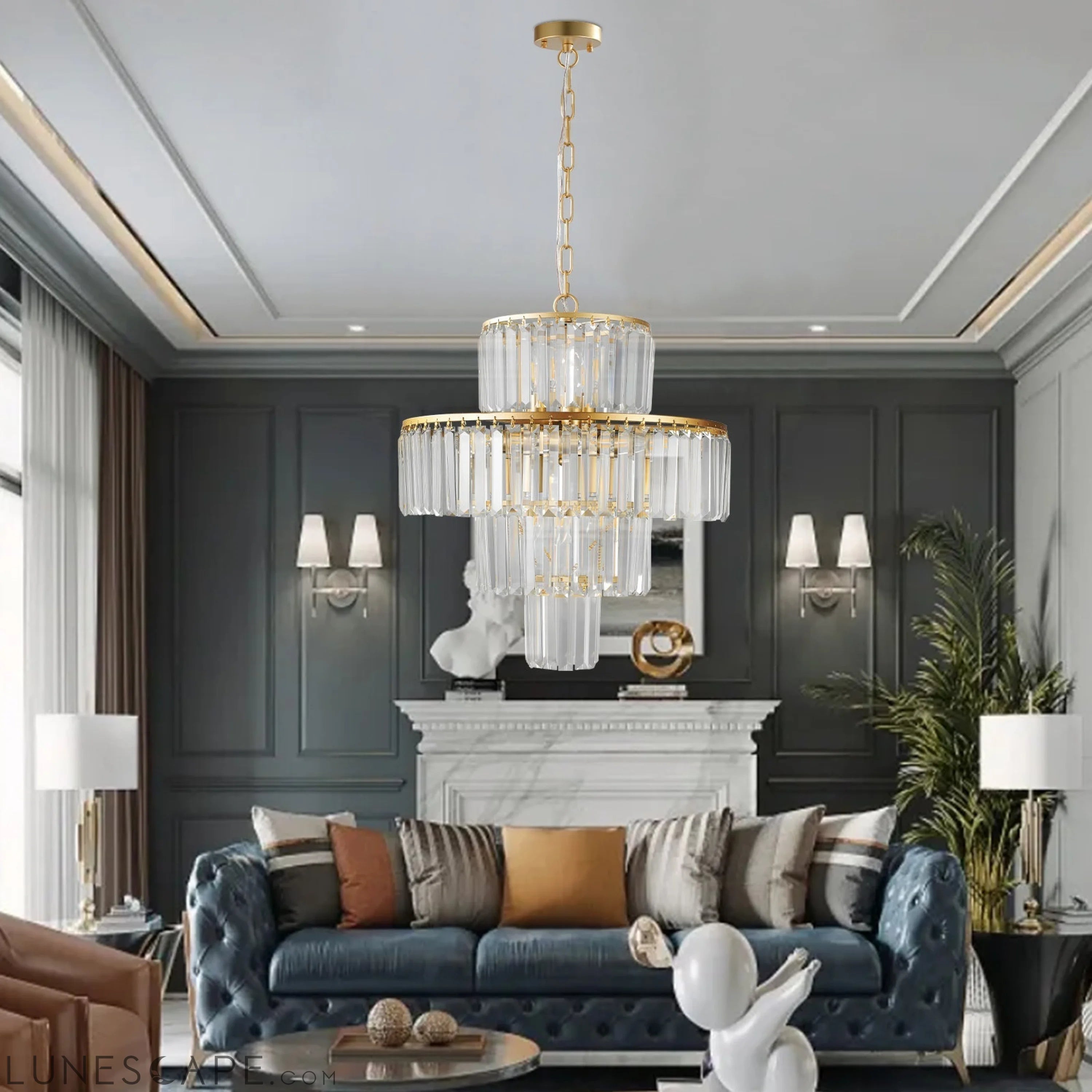 Crystal Chandelier Modern Chandeliers Lights Fixture Hanging Pendant LUNESCAPE