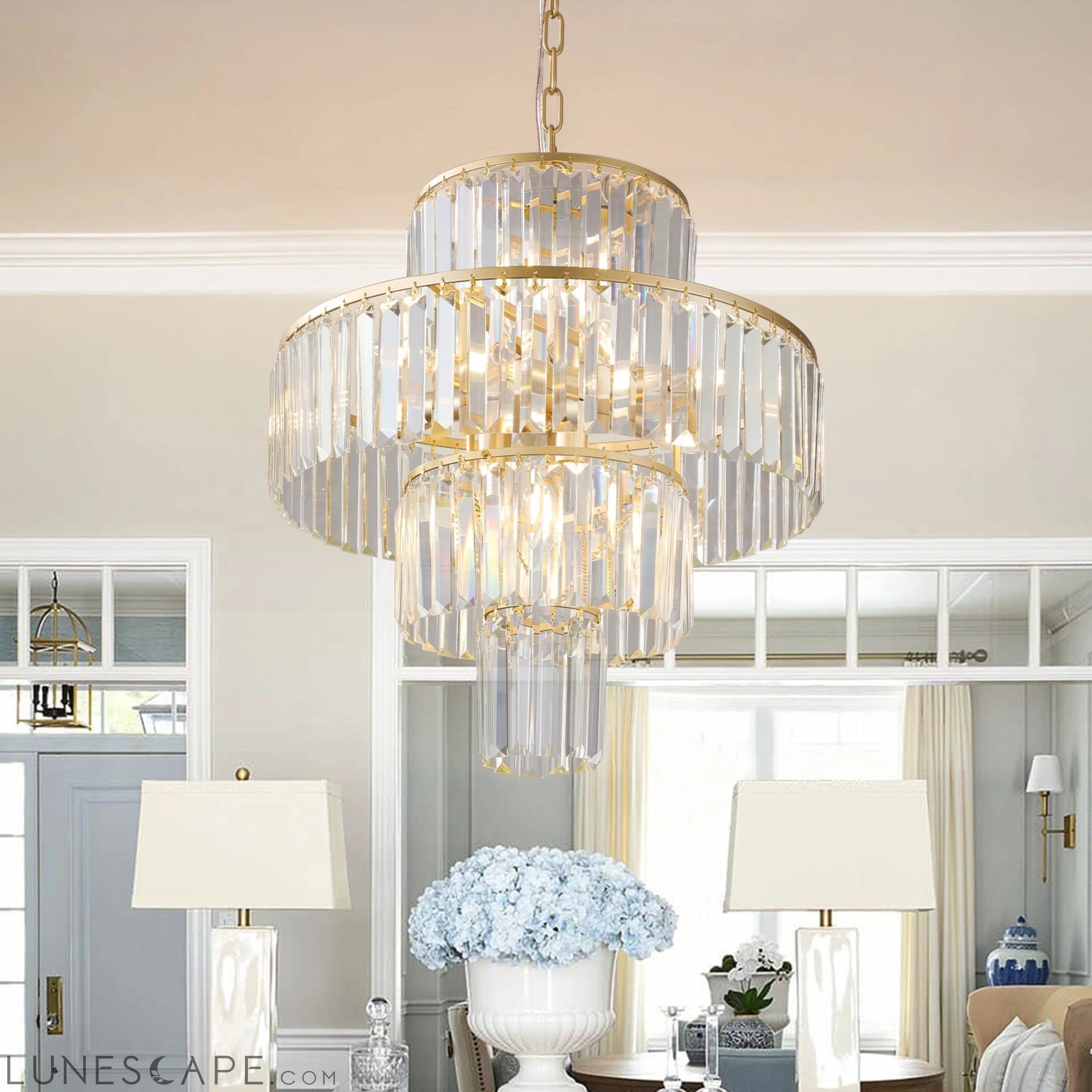 Crystal Chandelier Modern Chandeliers Lights Fixture Hanging Pendant LUNESCAPE