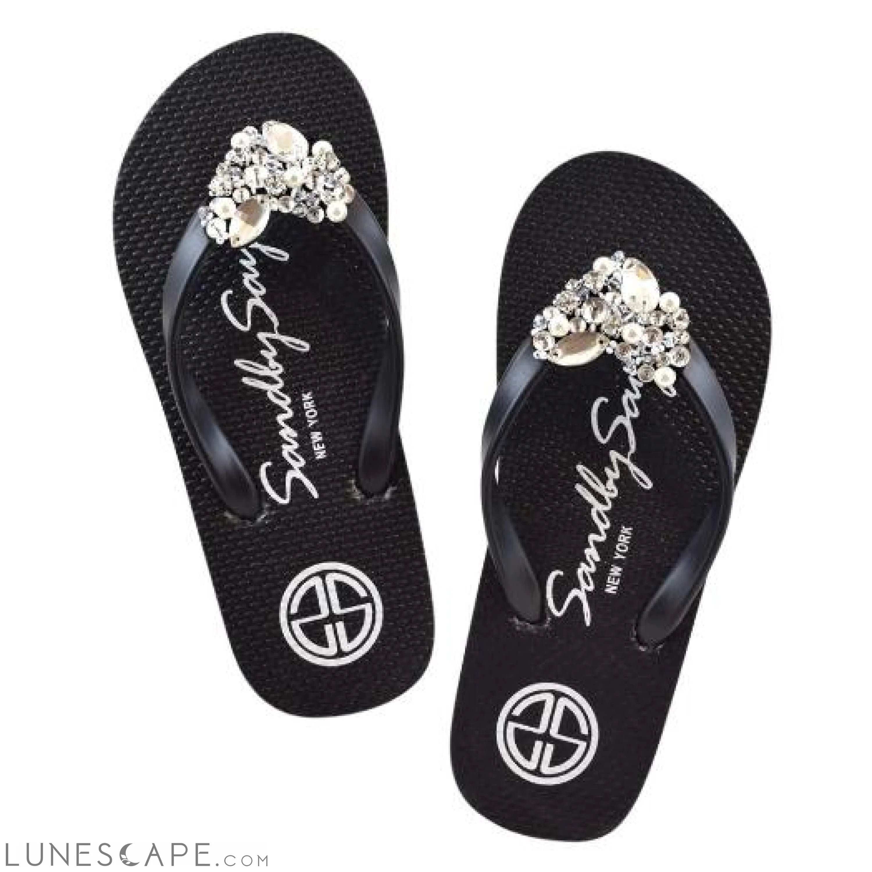 Crystal Heart  - Big Kids Flip Flops Sandal Clear Rhine Stone Embellished Girls Flip Flops LUNESCAPE