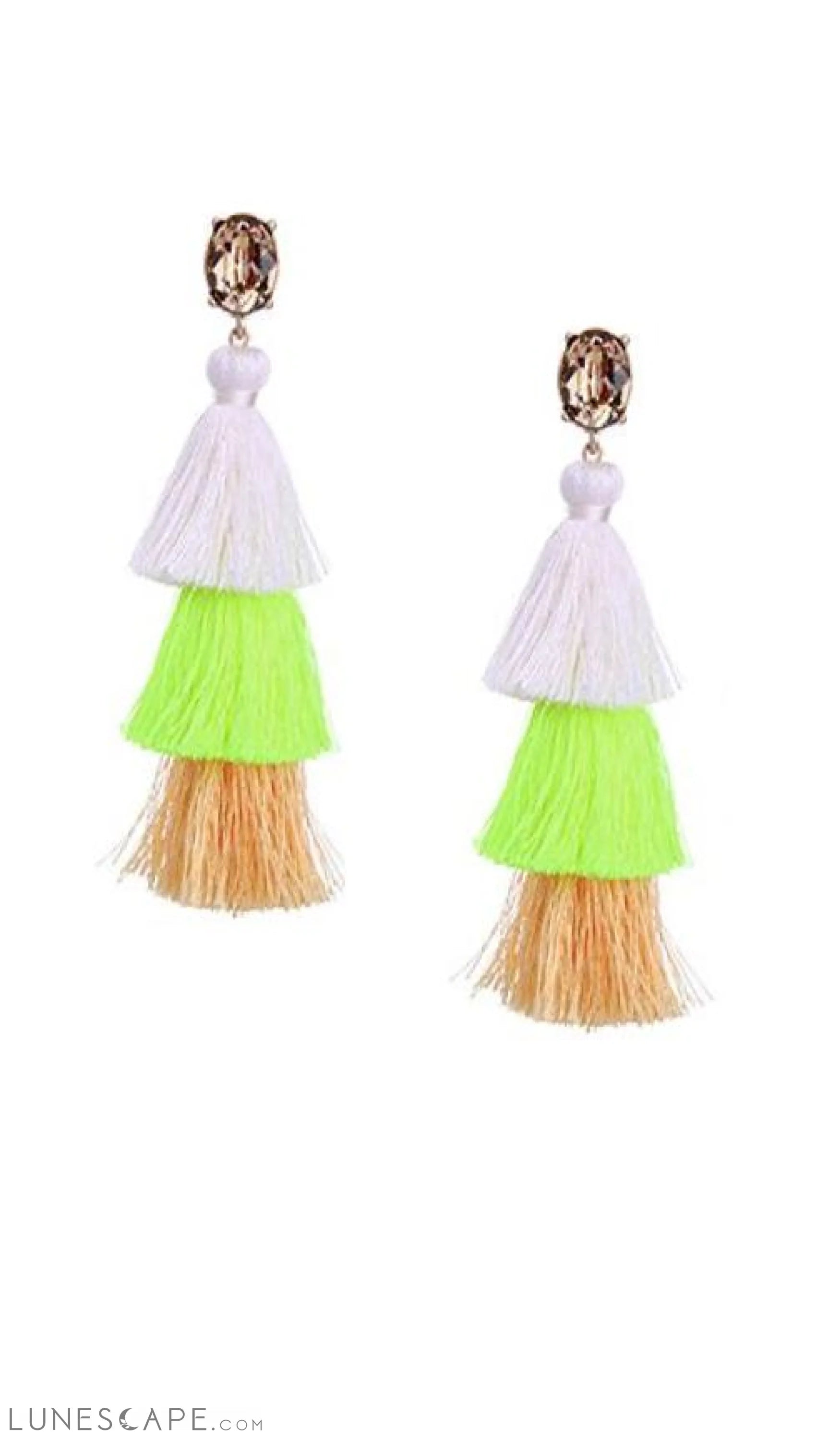 Crystal Layered Tassel Earrings | More Colors Available LUNESCAPE