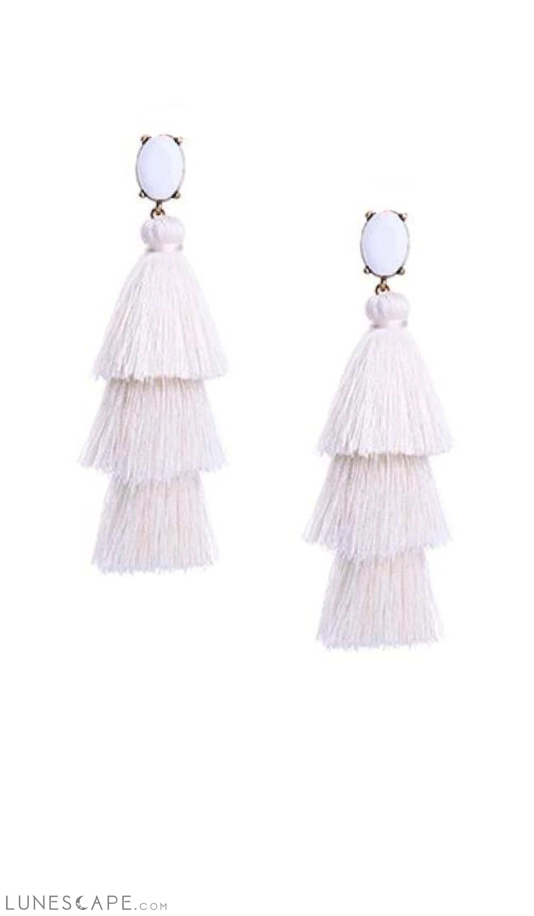 Crystal Layered Tassel Earrings | More Colors Available LUNESCAPE