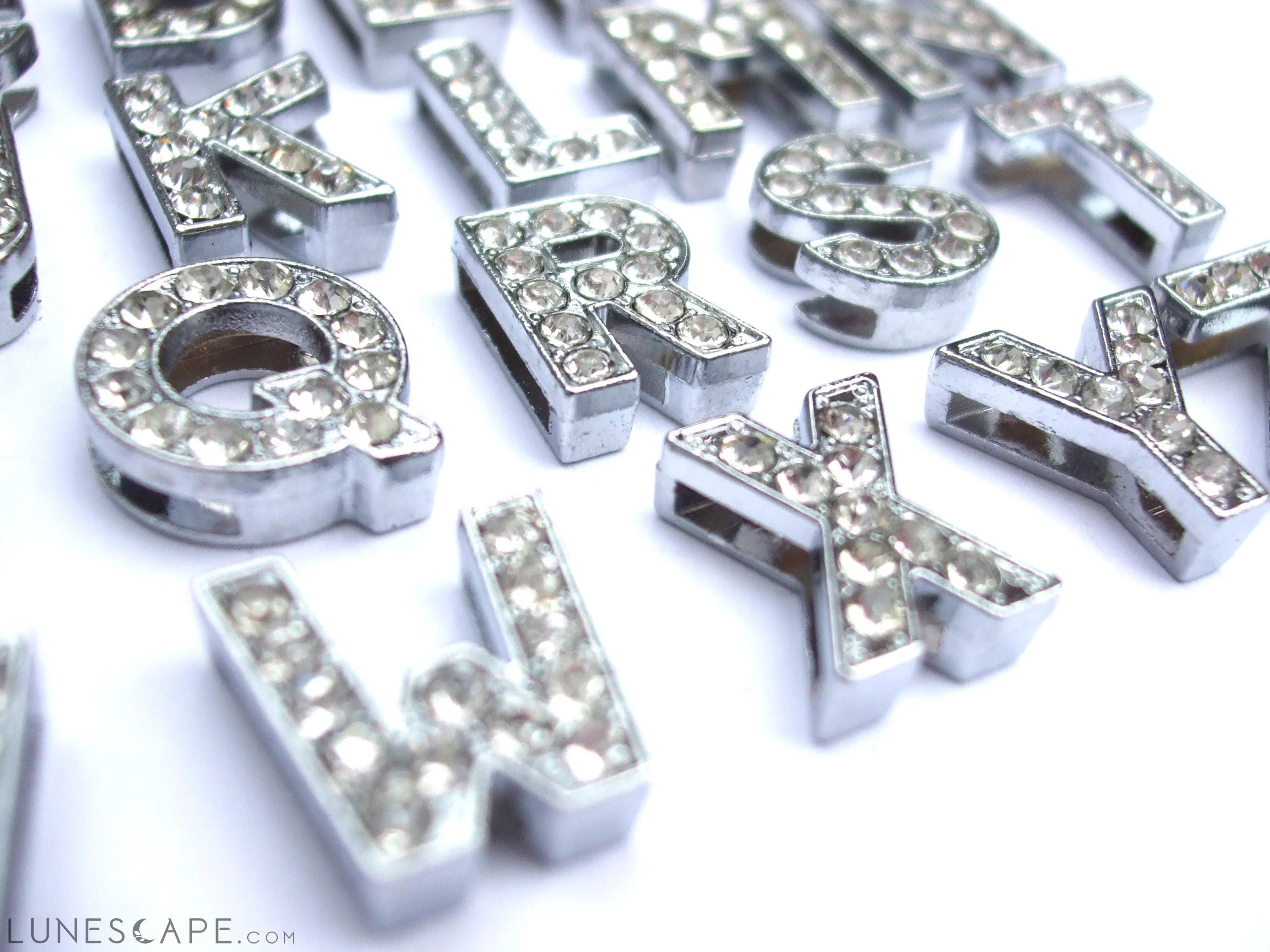 Crystal Slider Letters - Silver LUNESCAPE