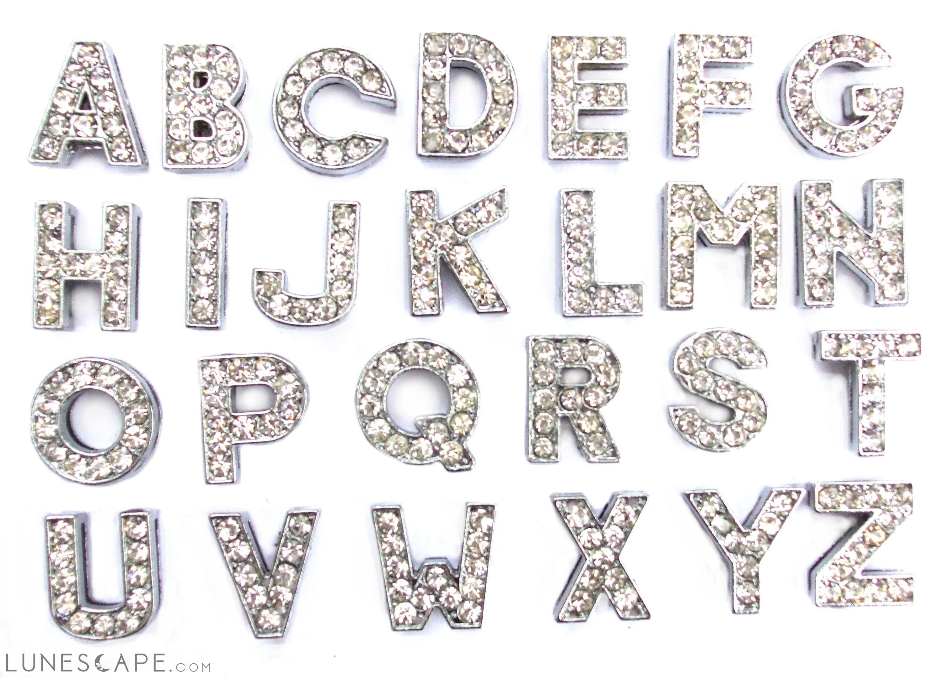 Crystal Slider Letters - Silver LUNESCAPE