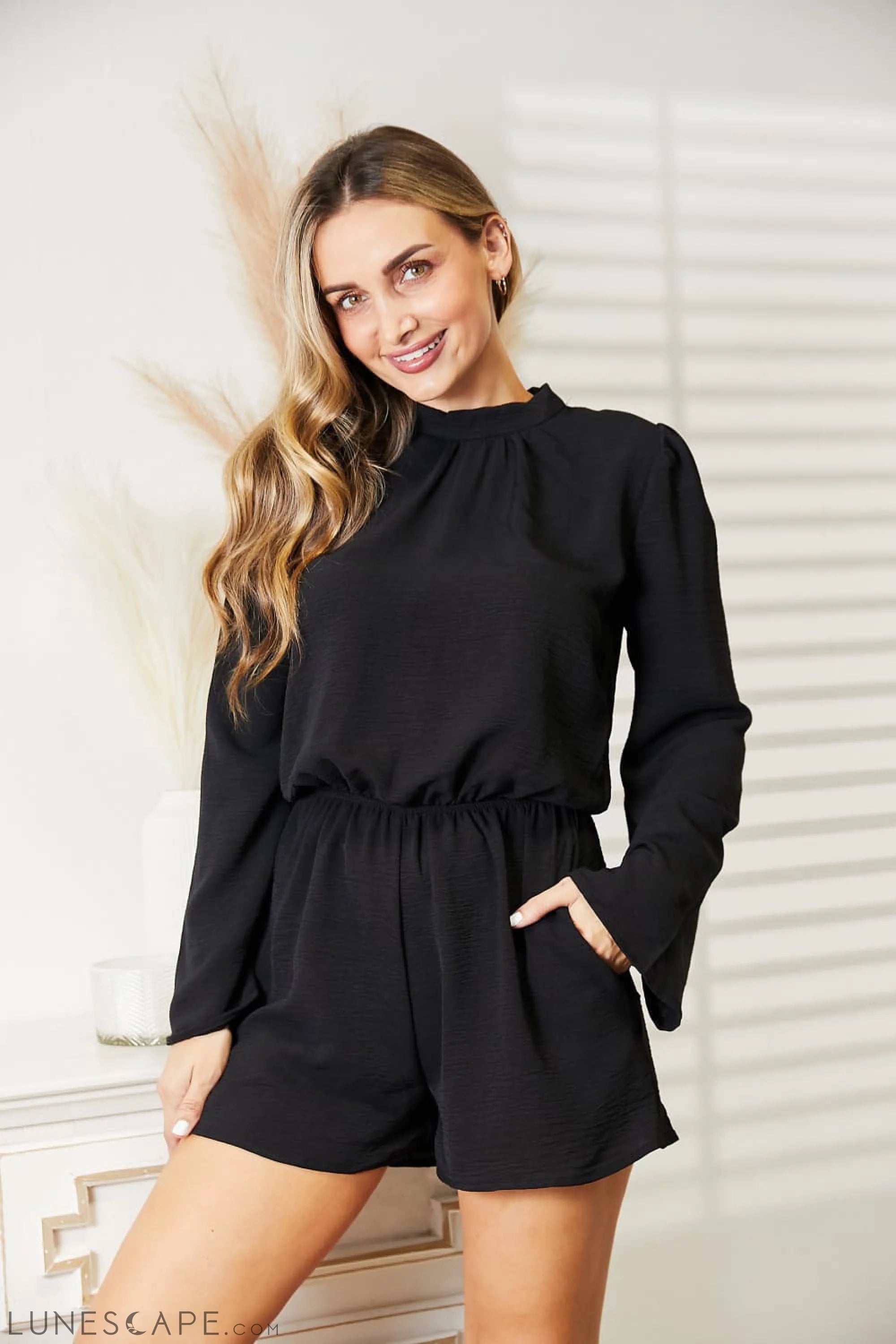 Culture Code Full Size Open Back Romper with Pockets LUNESCAPE