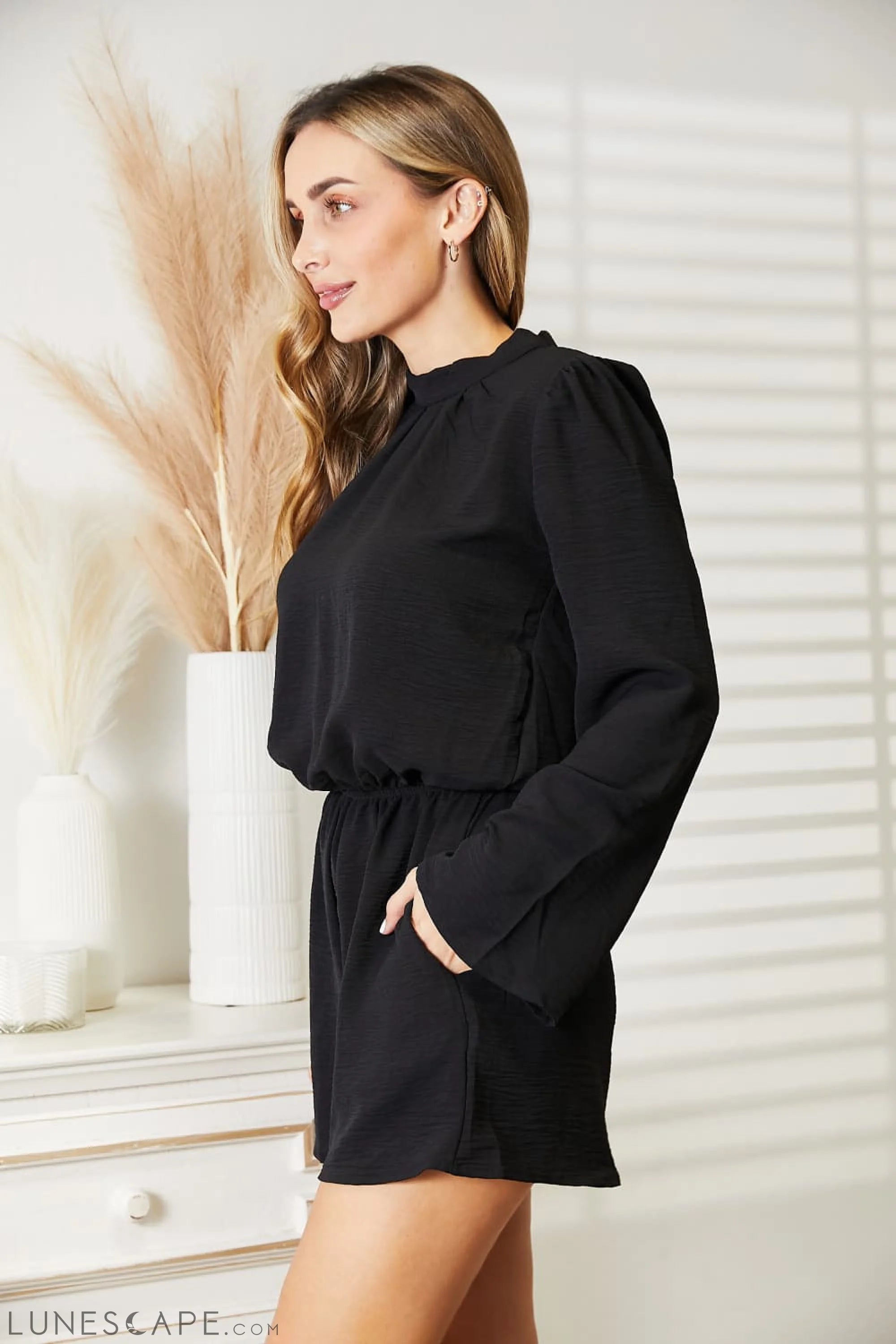 Culture Code Full Size Open Back Romper with Pockets LUNESCAPE