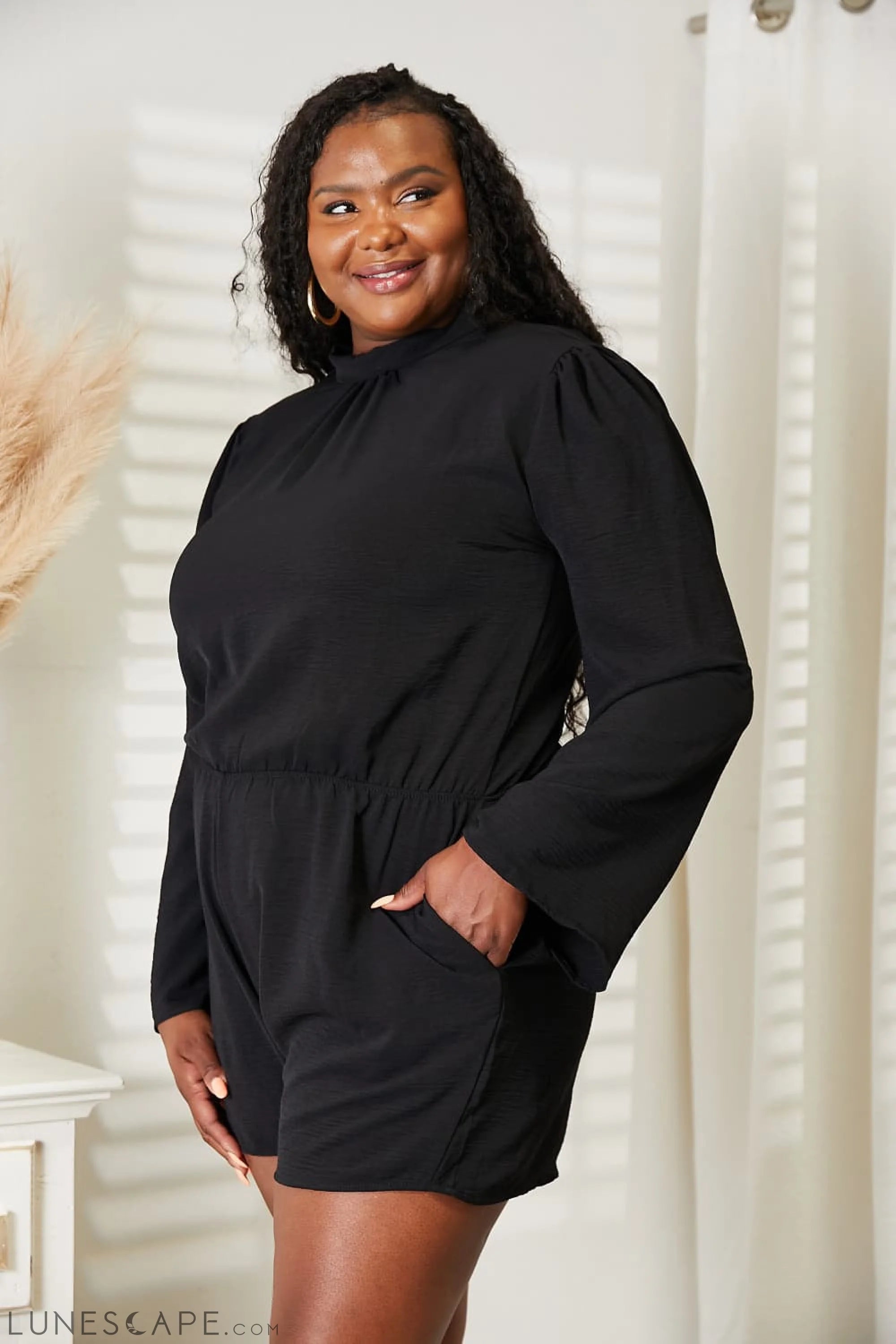 Culture Code Full Size Open Back Romper with Pockets LUNESCAPE
