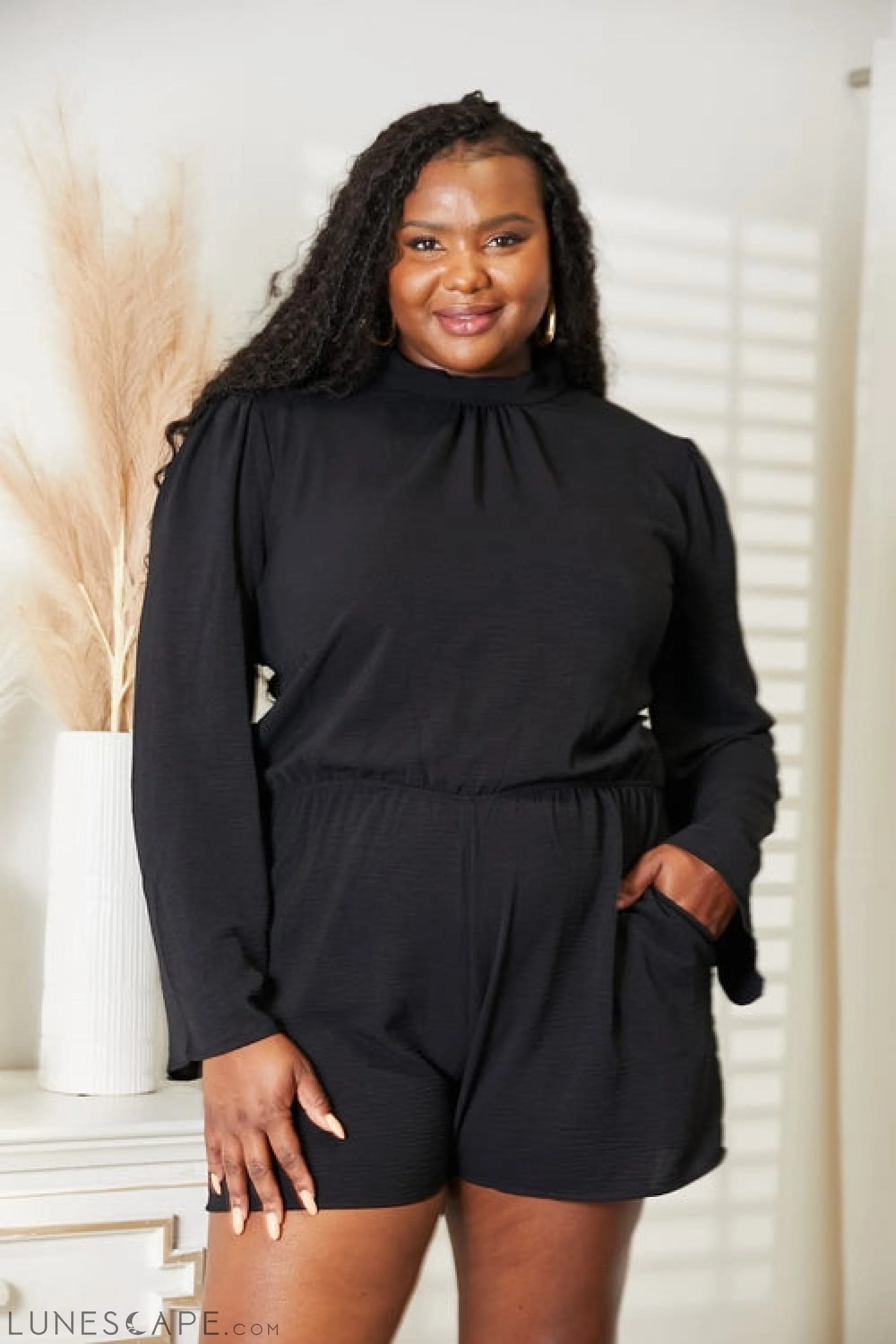 Culture Code Full Size Open Back Romper with Pockets LUNESCAPE