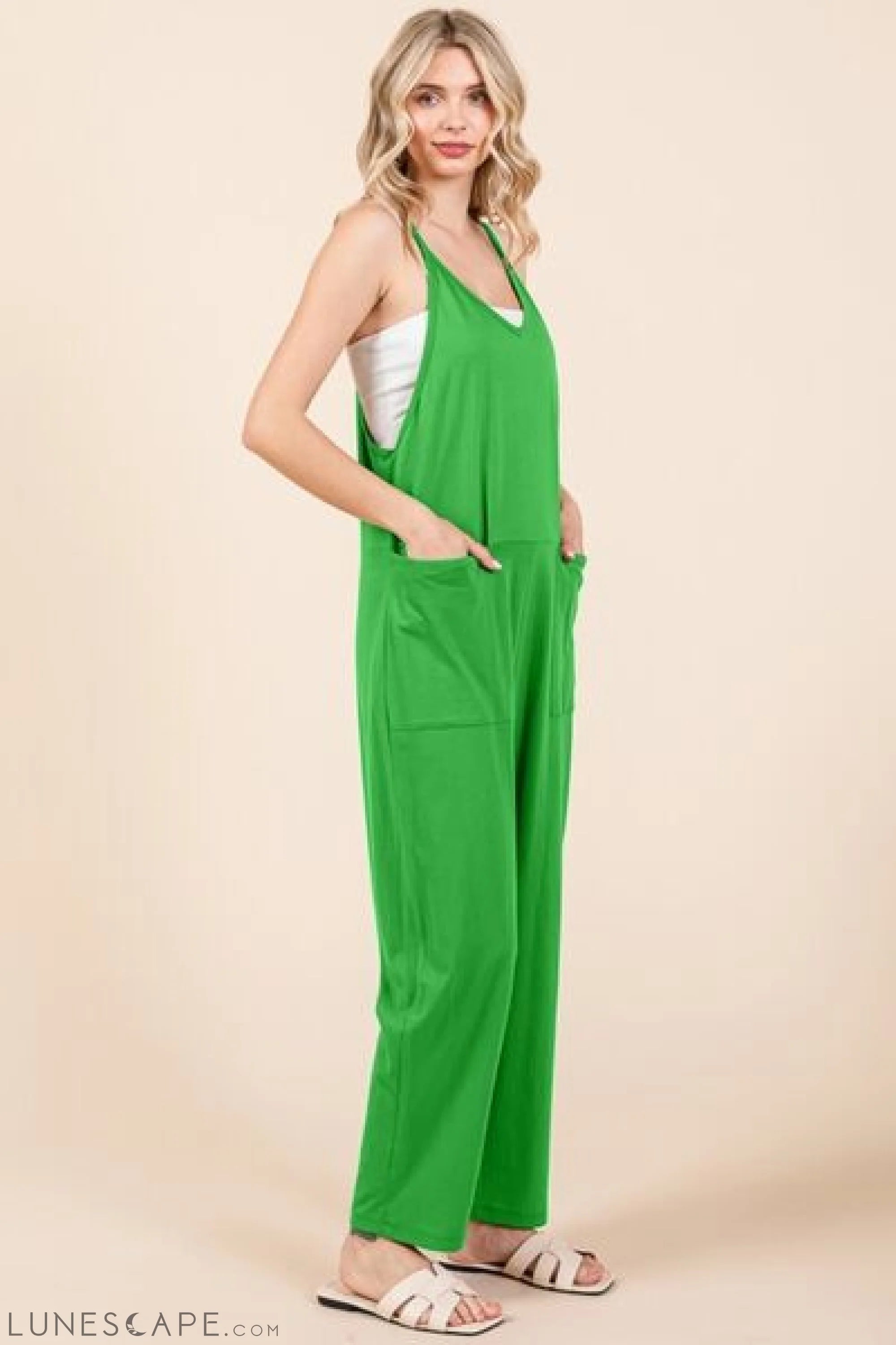 Culture Code Full Size Sleeveless Jumpsuit with Pockets LUNESCAPE