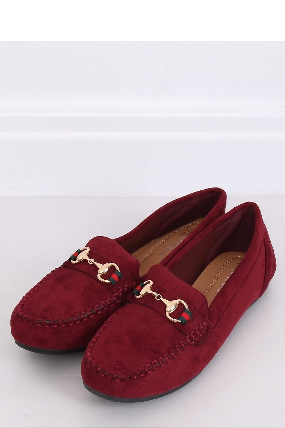 Bordeaux Eco-Suede Women’s Loafers with Gold Horsebit Detail