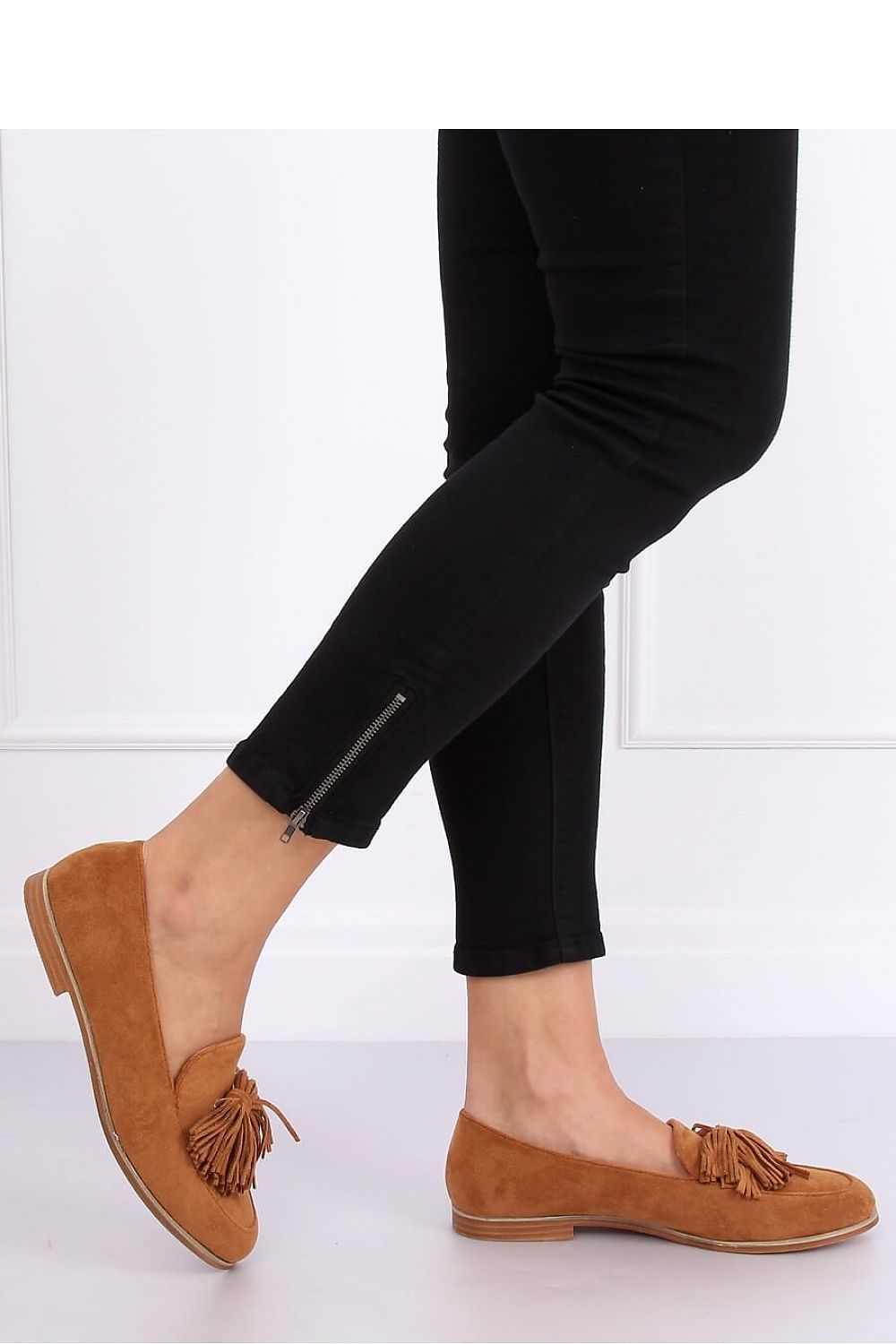 Camel Eco-Suede Women’s Loafers with Oversized Tassels