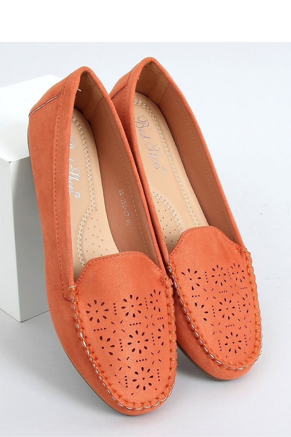 Burnt Orange Perforated Slip-On Loafers with Cushioned Insole