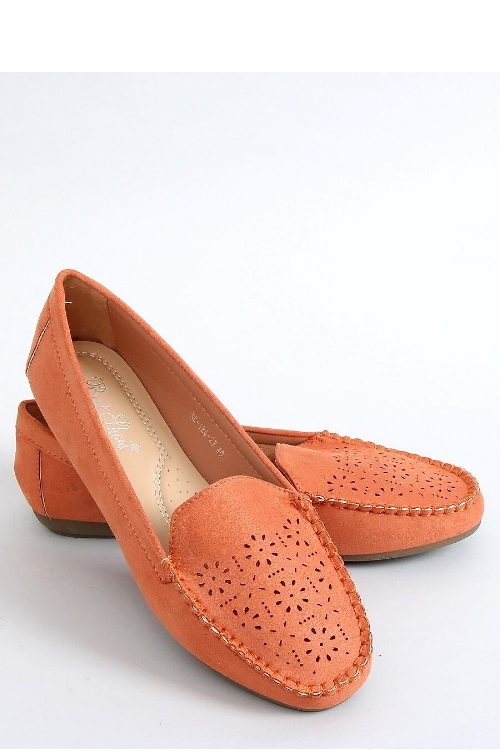 Burnt Orange Perforated Slip-On Loafers with Cushioned Insole