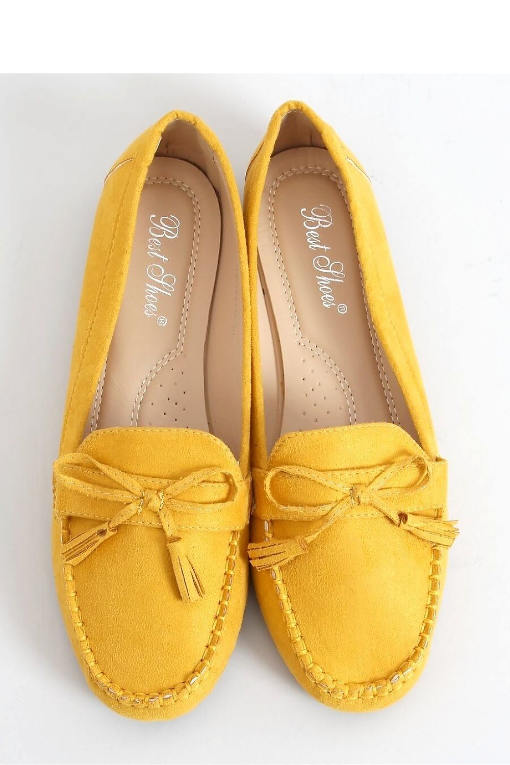 Yellow Eco-Suede Women’s Moccasin Loafers with Tassel Bow Detail
