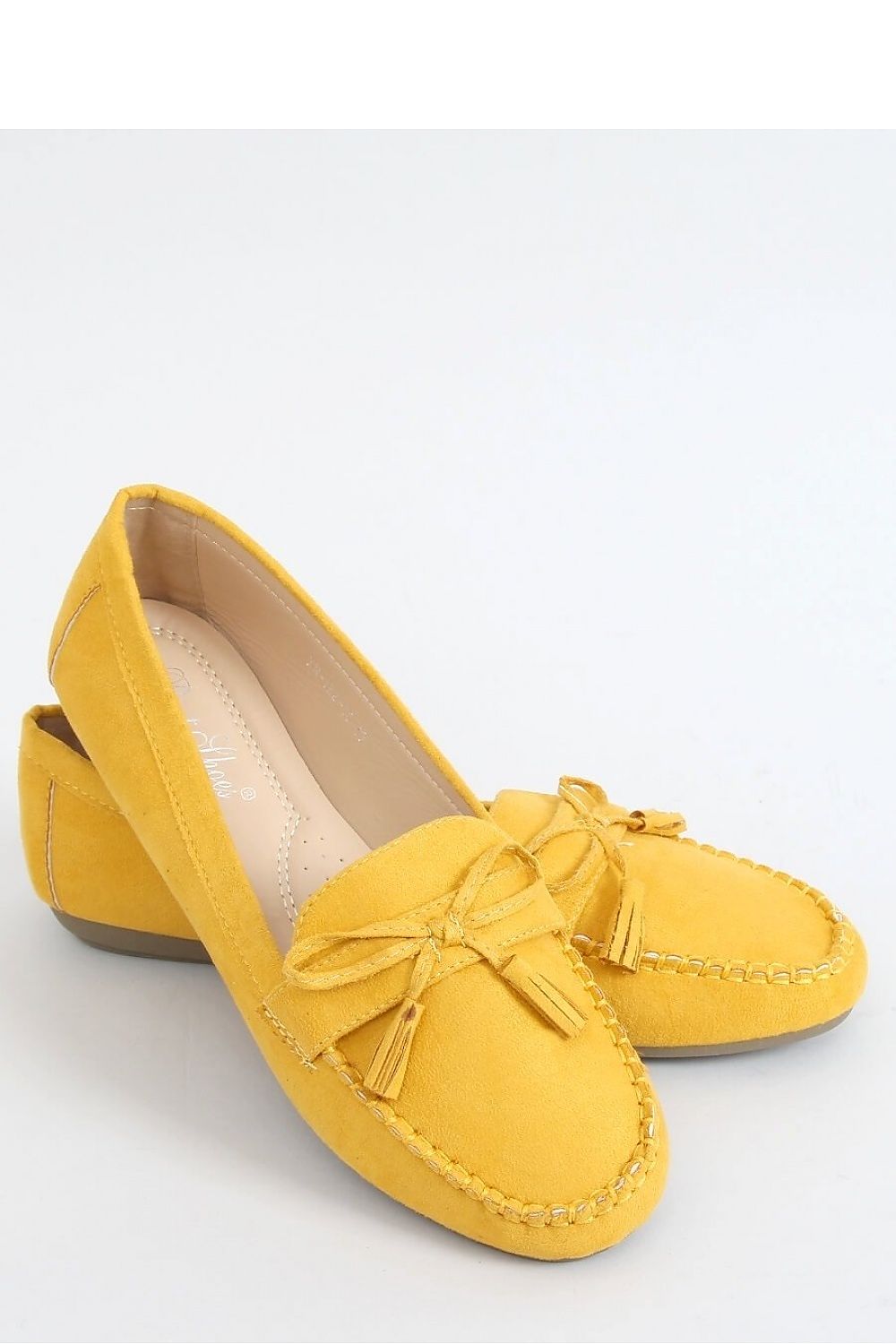 Yellow Eco-Suede Women’s Moccasin Loafers with Tassel Bow Detail