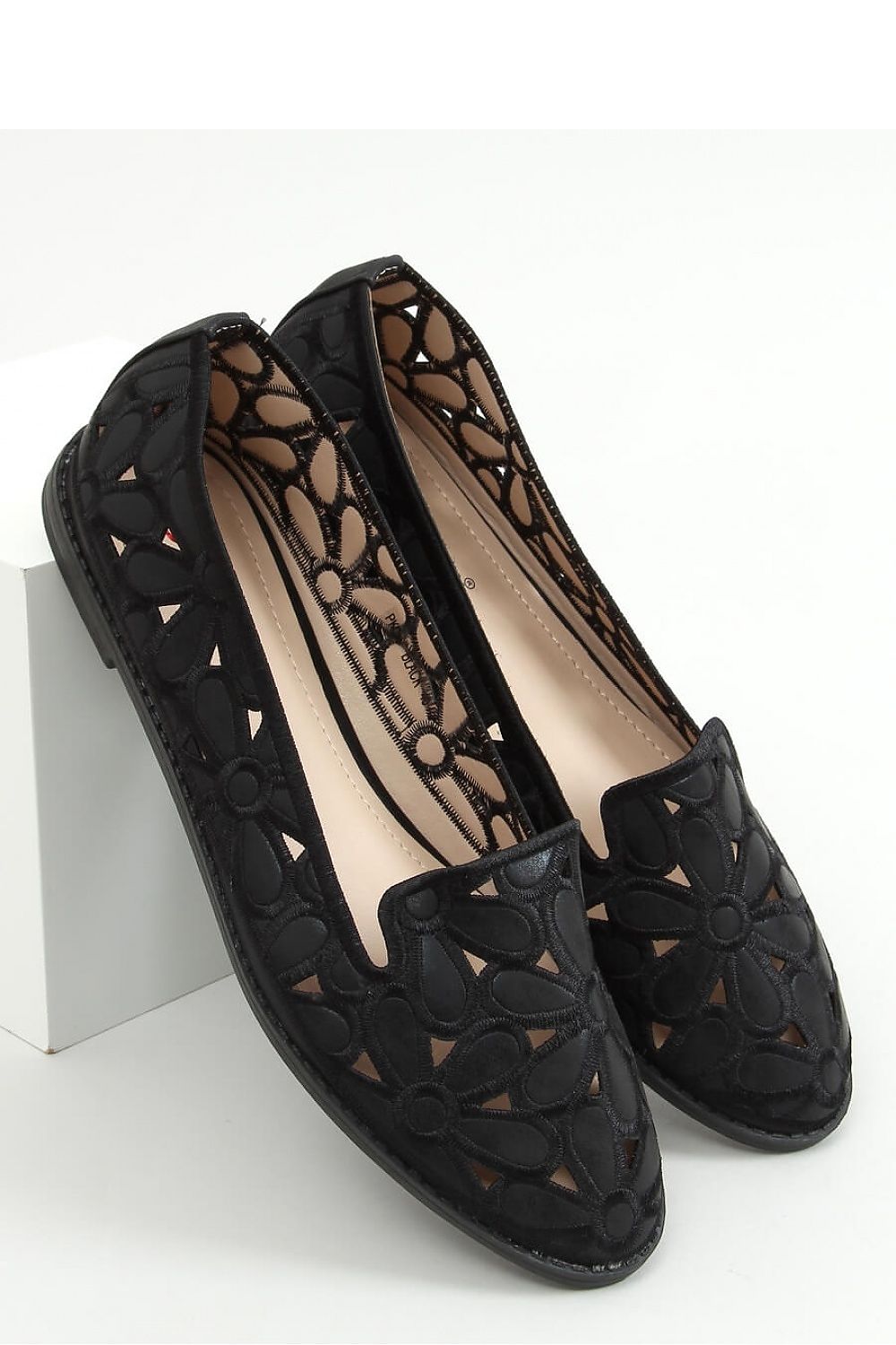 Black Loafers with Embroidered Cutwork